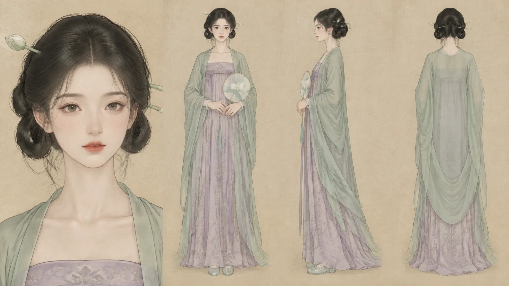 工笔画角色人物-李清荷