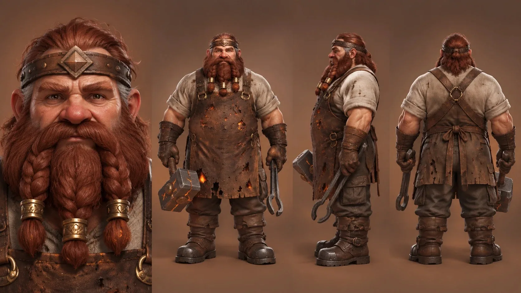 3D奇幻RPG角色人物-矮人铁匠·铜锤