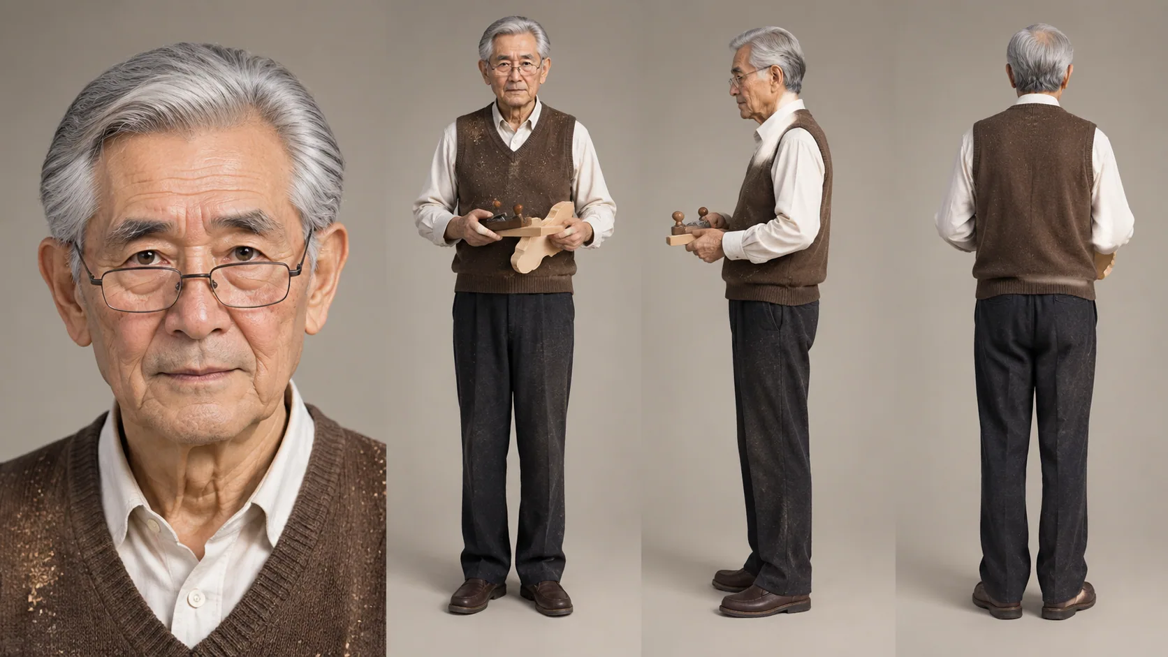 高清3D写实角色人物-制琴师·顾爷爷