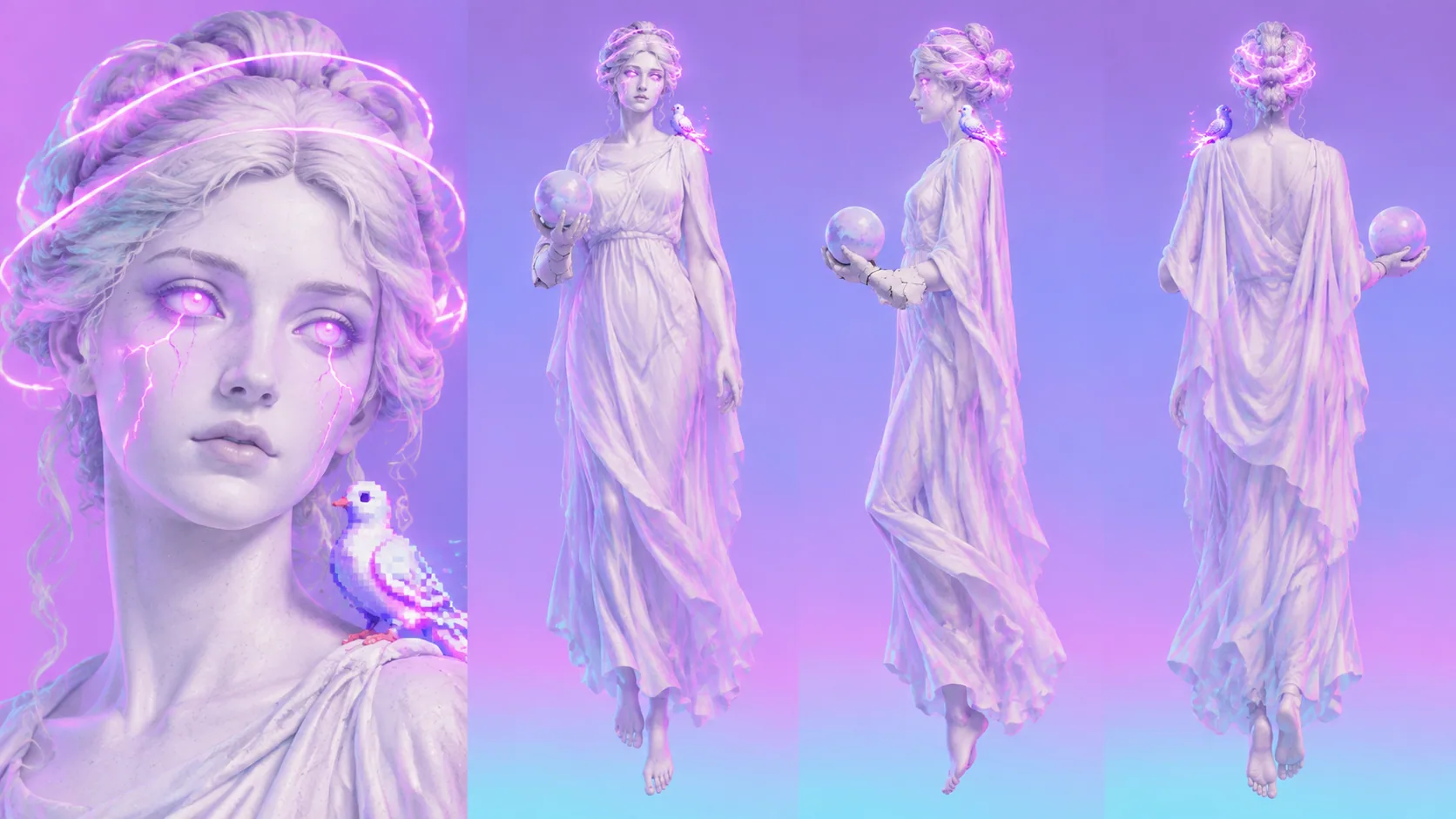 蒸汽波角色人物-雕塑女神·阿佛洛