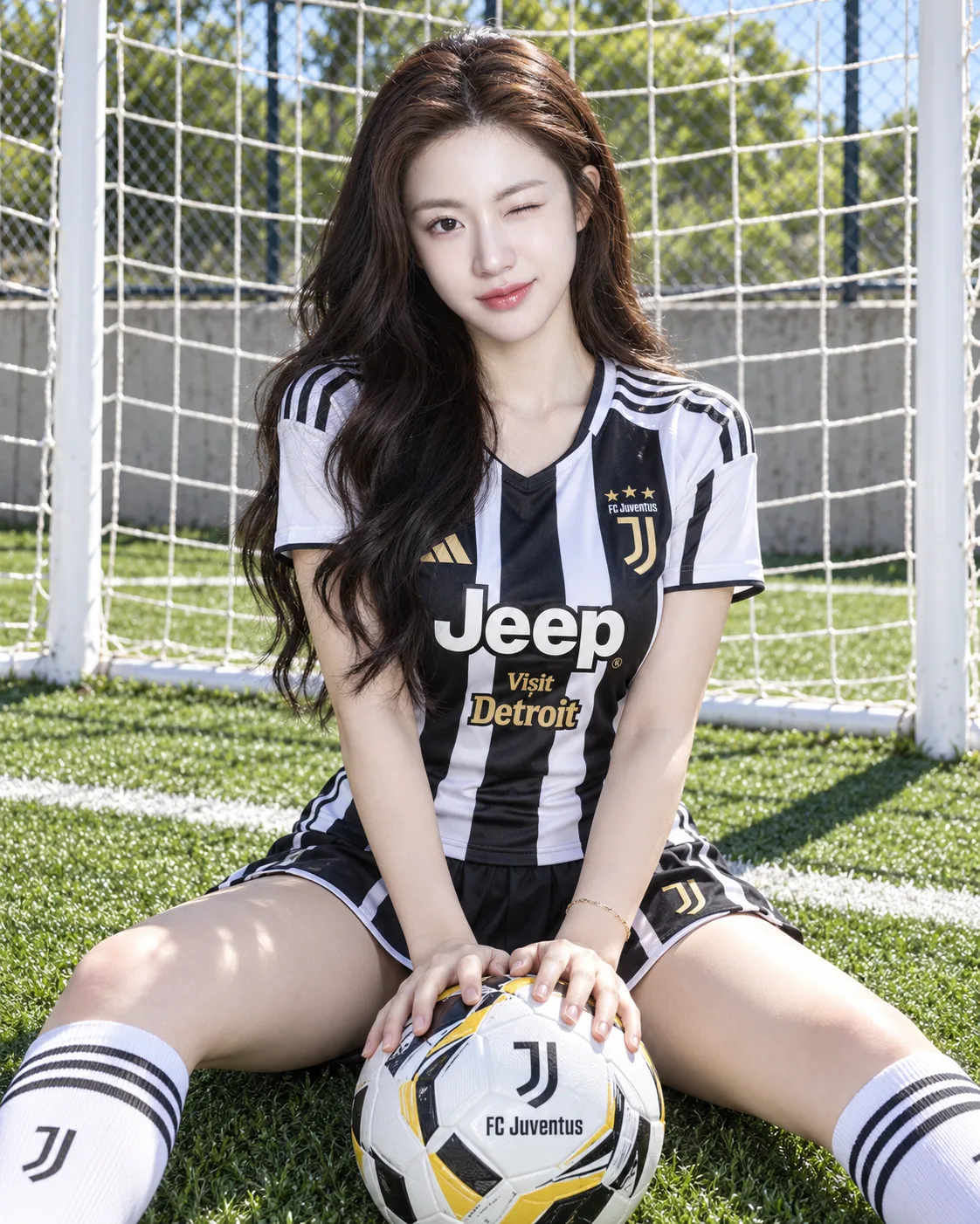 绿茵场上的尤文图斯俏皮少女