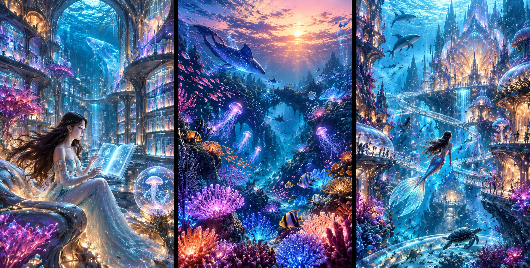 异想海底城与荧光径幻想三联画