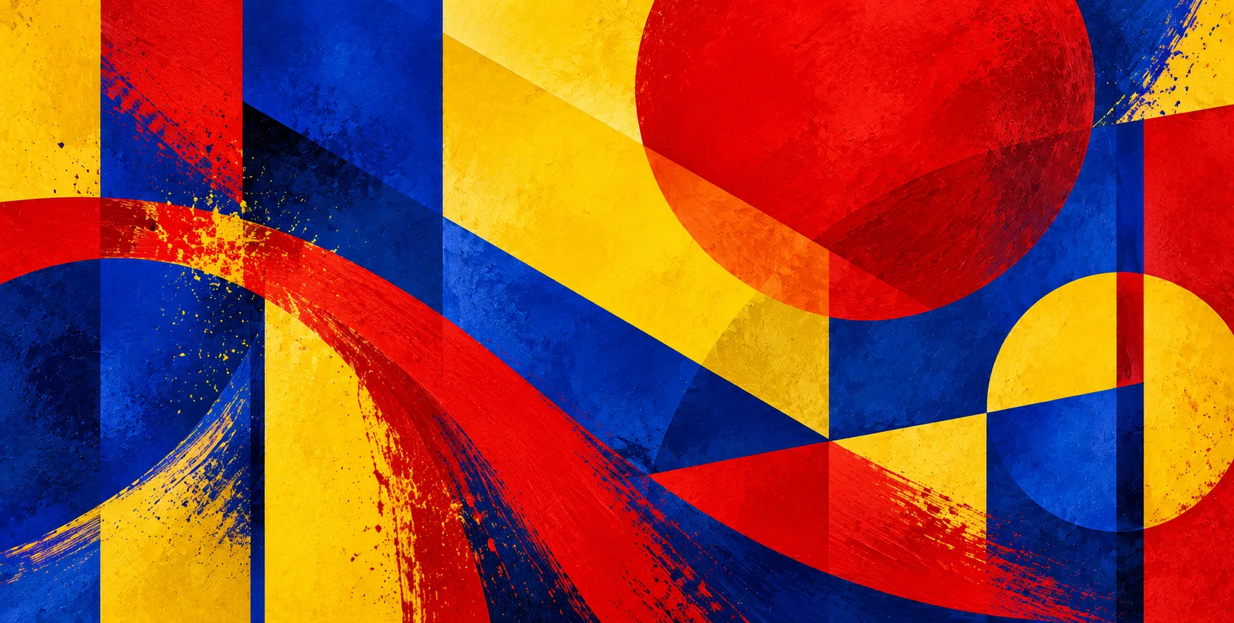 Red blue yellow abstract color composition