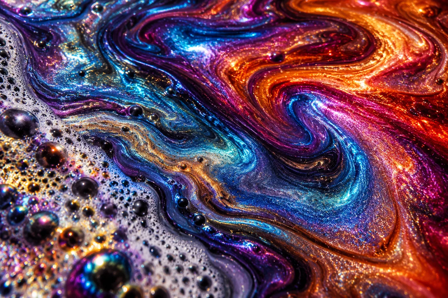 虹彩幻境中的流光溢彩微距
