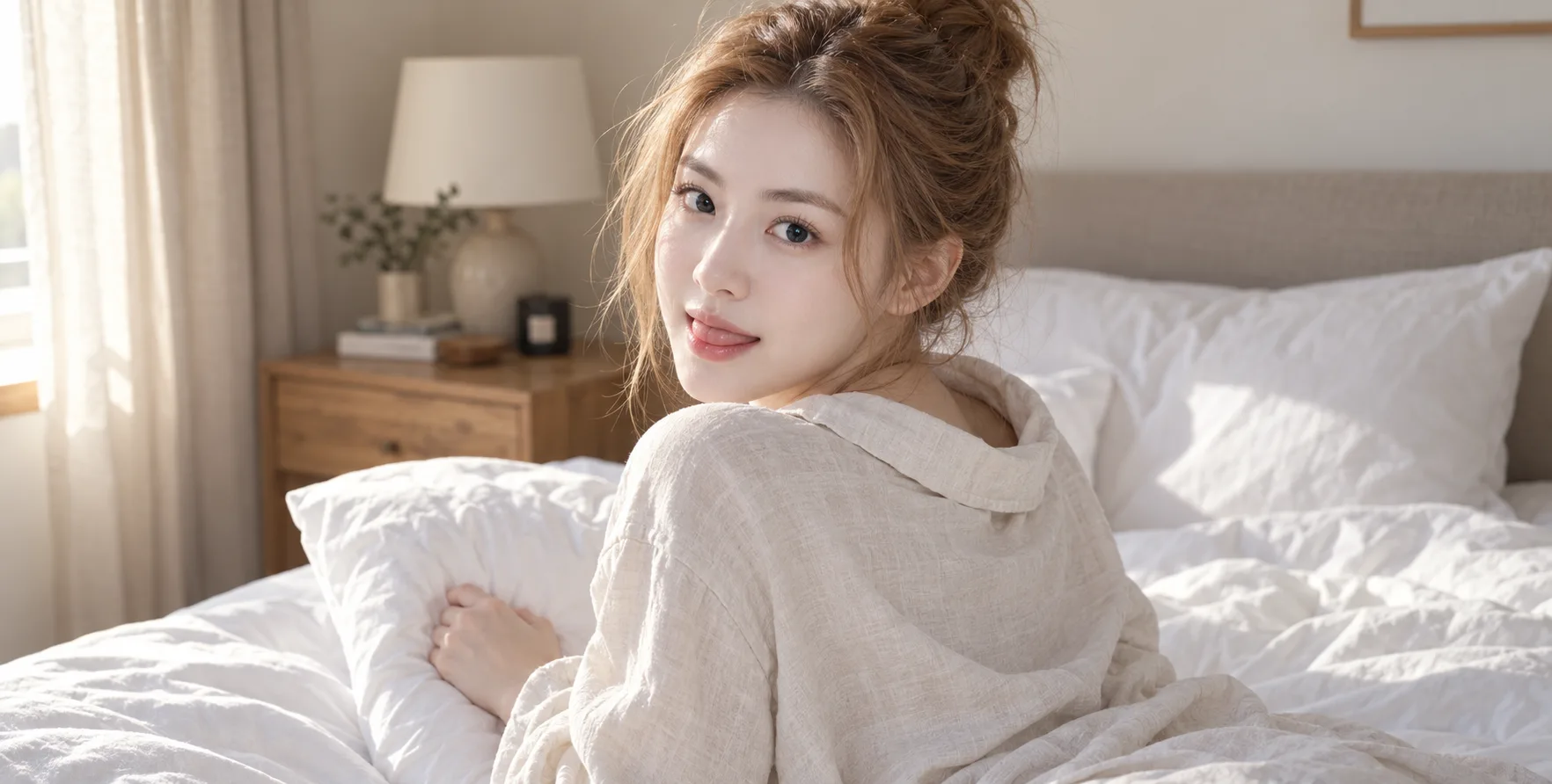 晨光中回眸浅笑的金发少女