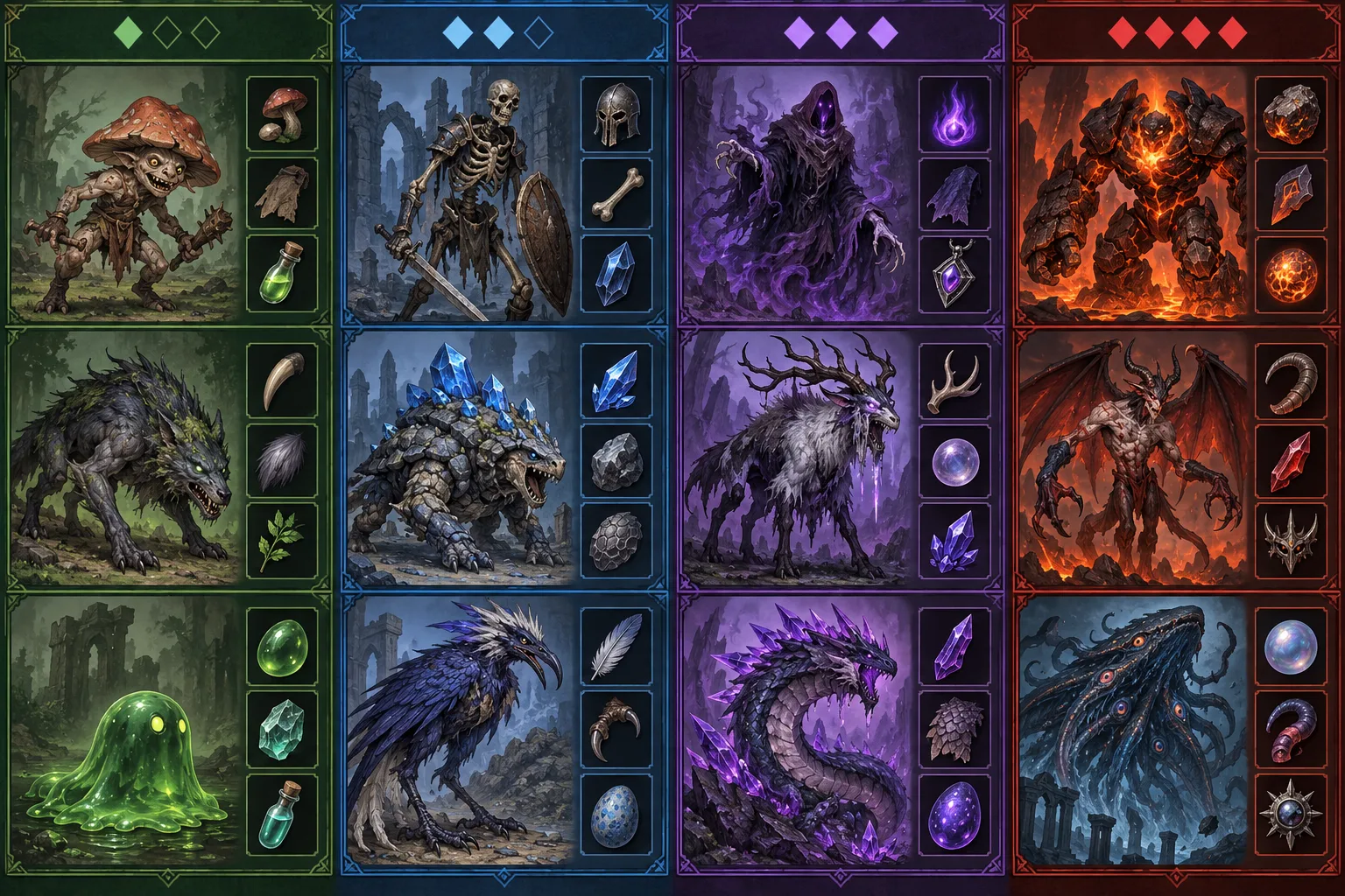 RPG奇幻魔物与掉落资产表