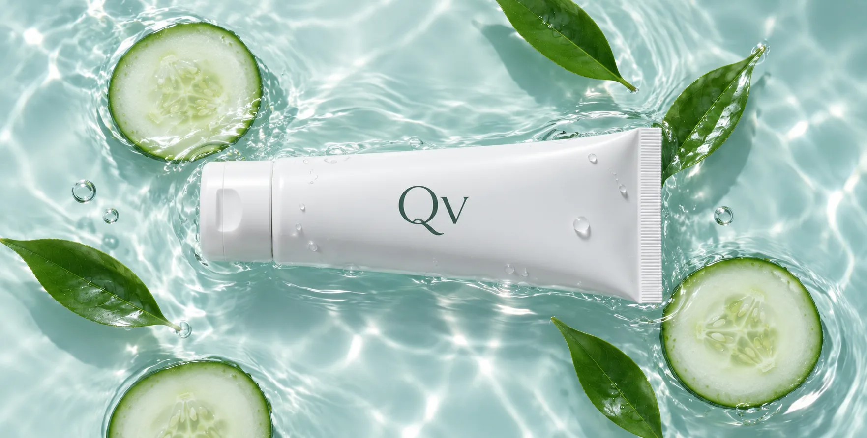 静水浮白管的 Qv 黄瓜护手霜广告大片