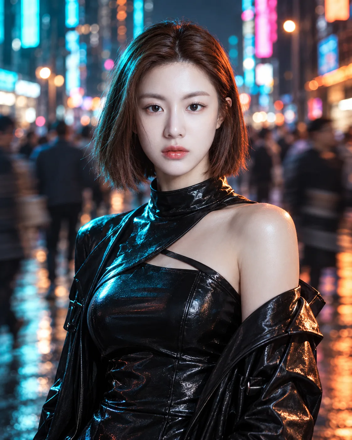 赛博朋克霓虹街头时尚人像