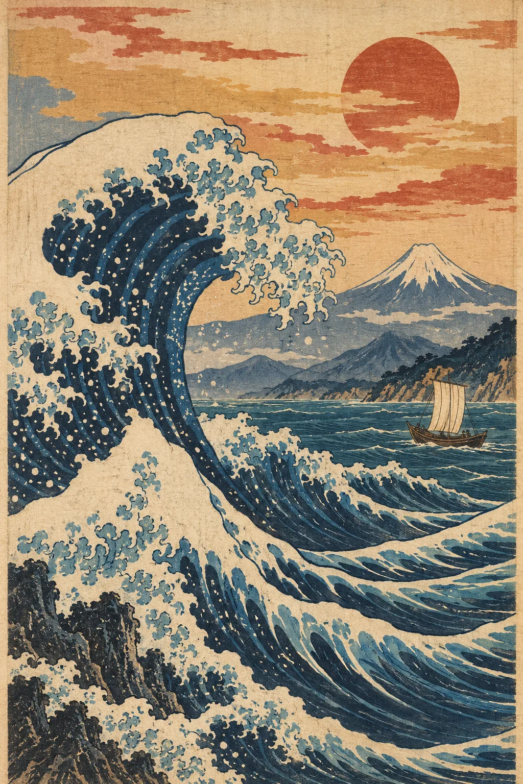 致敬北斋的浮世绘木版画