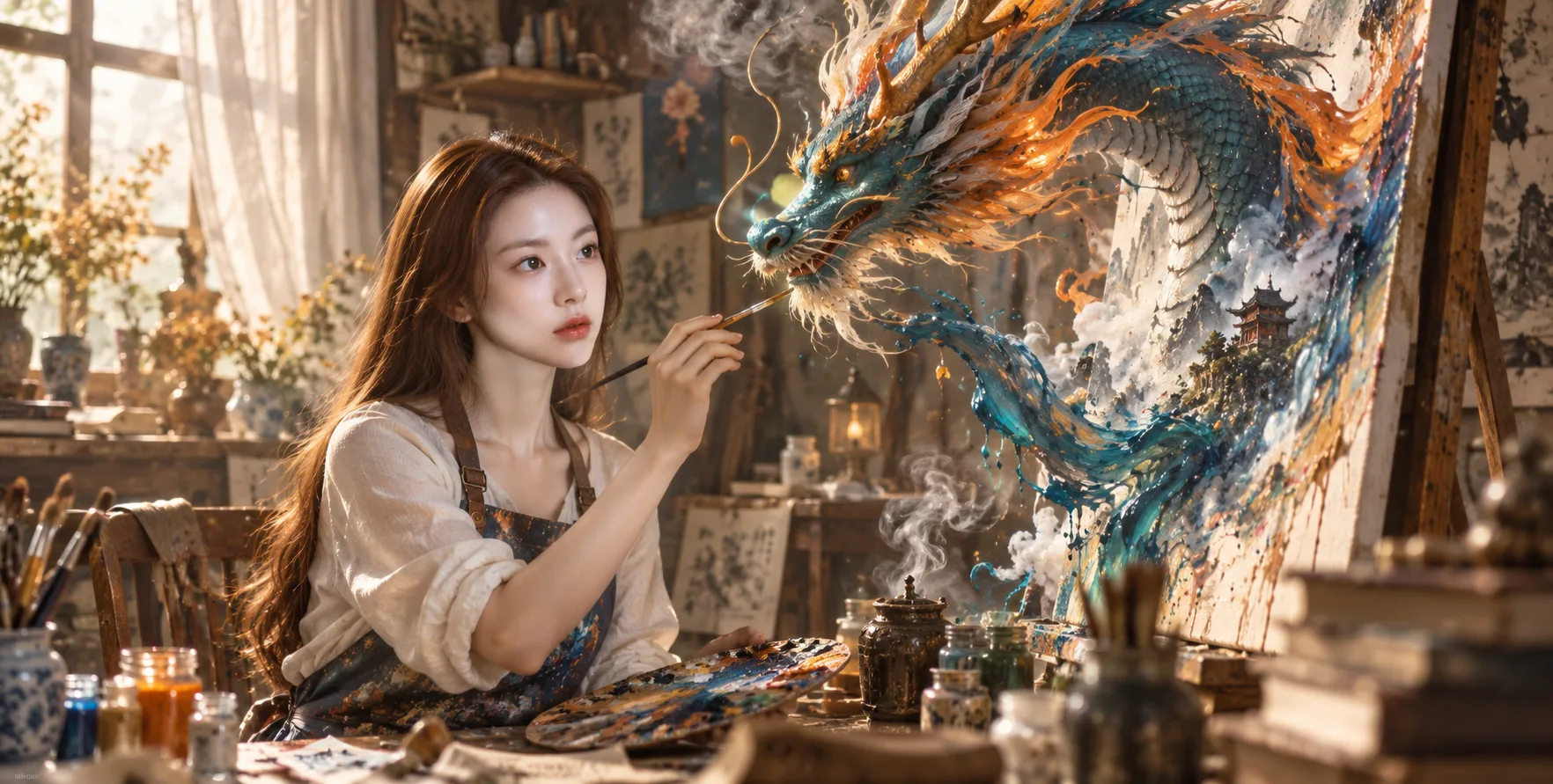 画布中跃出的东方幻龙