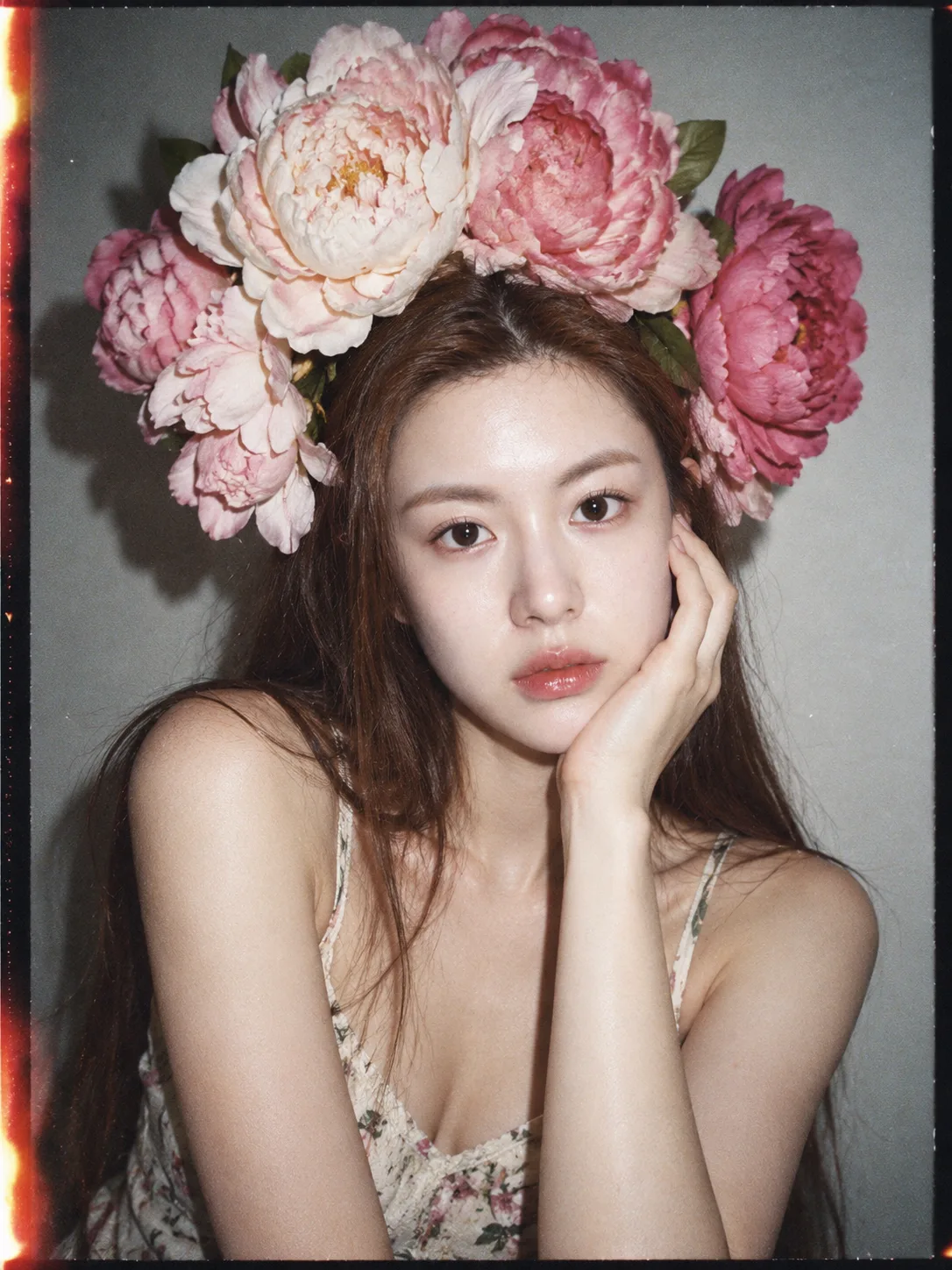 一次性胶片风巨型花环时尚少女