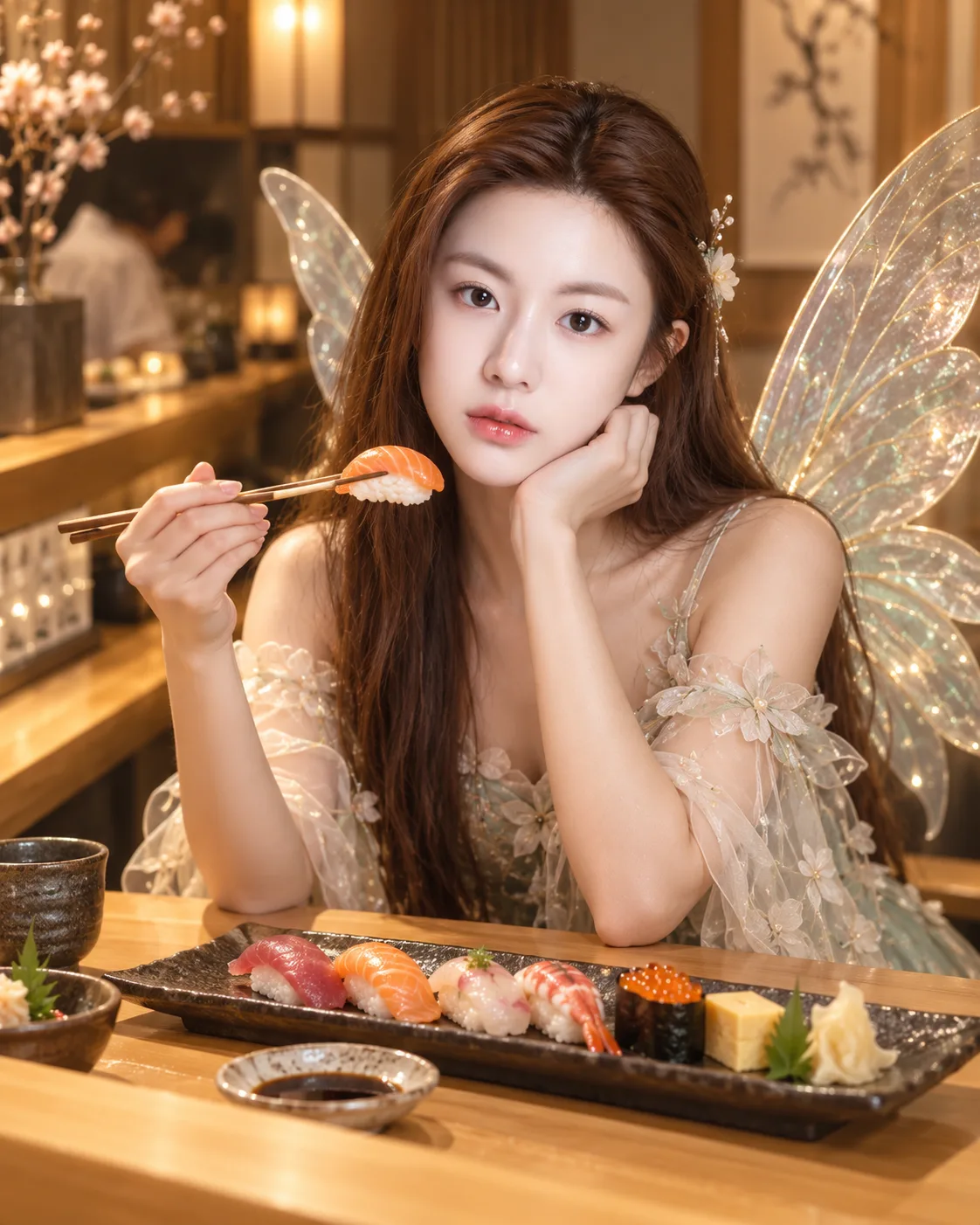 仙子寿司店品尝写实美味寿司