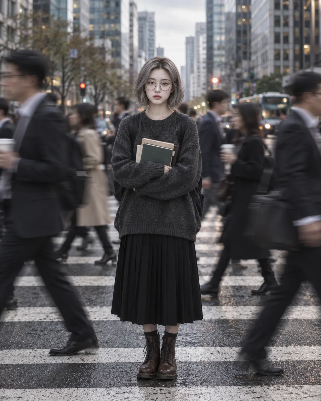 繁华街头静止的成年女性