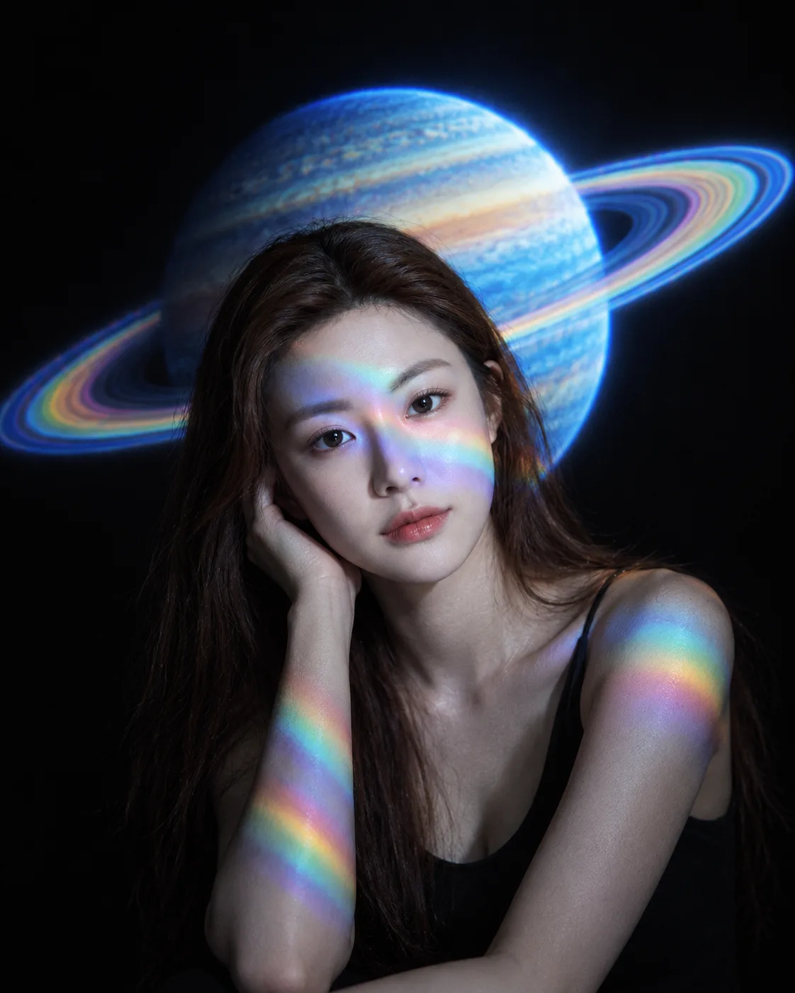 暗调土星投影梦幻人像