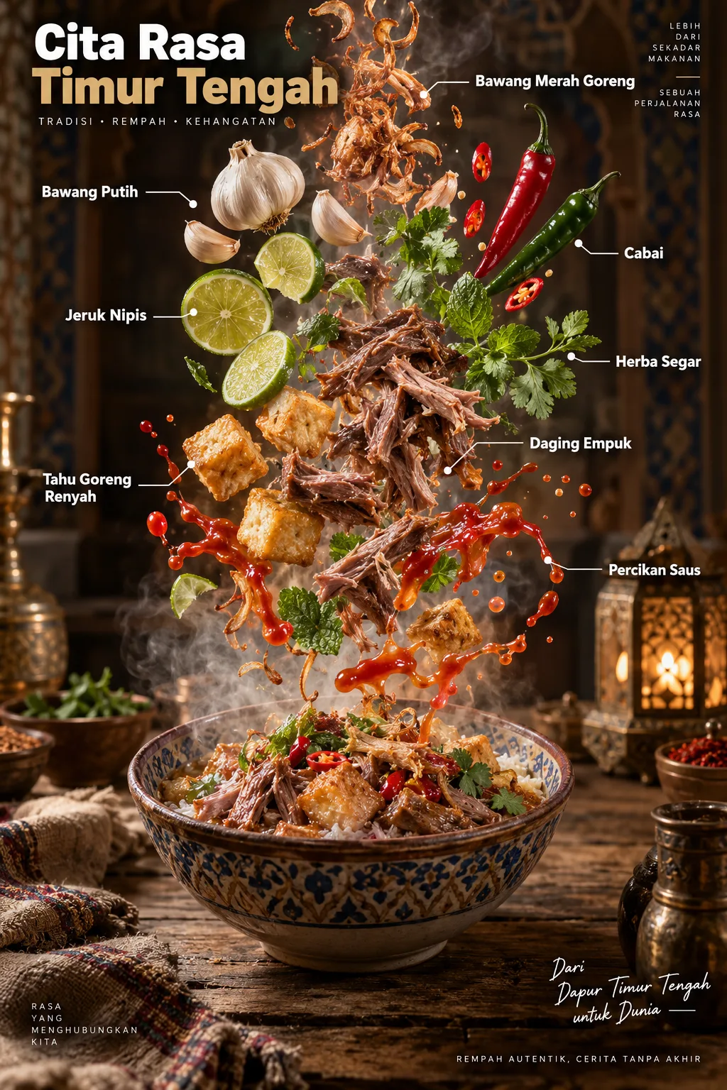 反重力悬浮阿拉伯美食解构图
