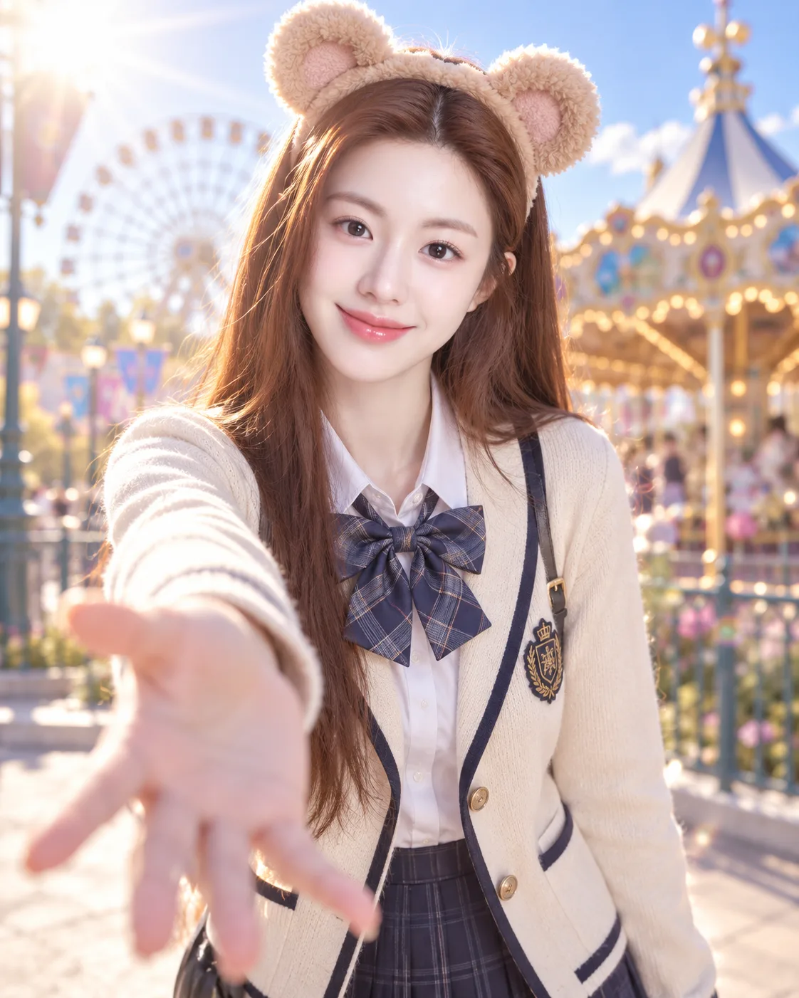 游乐园里向你伸出手的元气少女