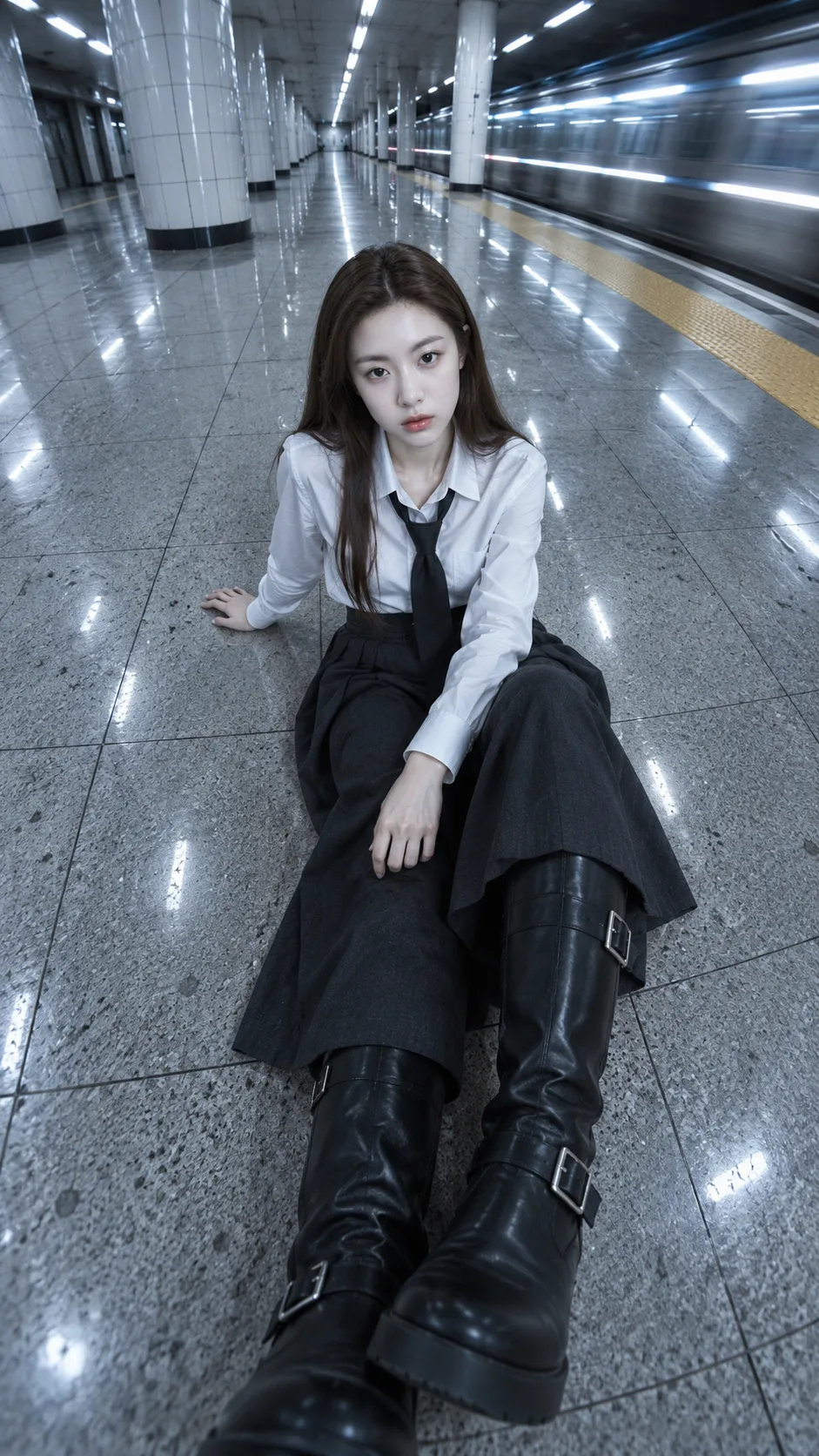 超广角地铁阈限美学成人时尚肖像