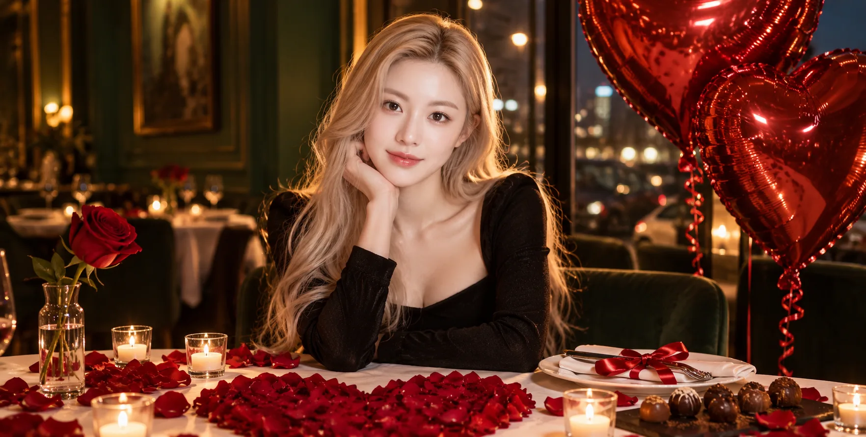 奢华情人节浪漫烛光晚宴摄影