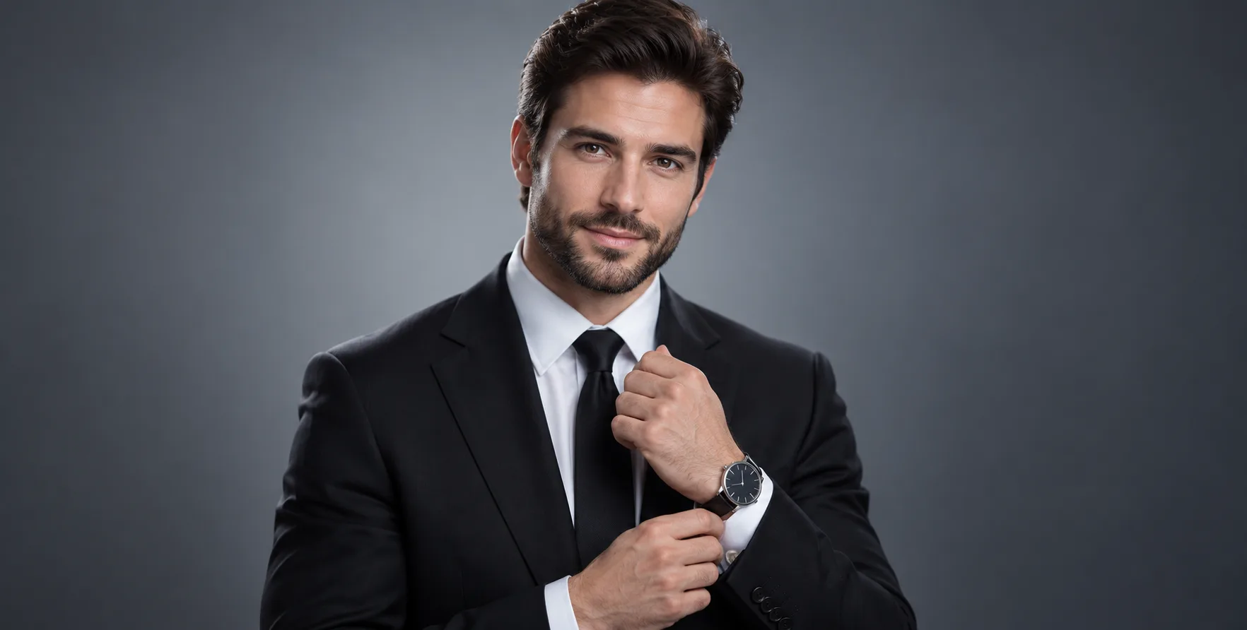 Tailored Black Suit Corporate Portrait