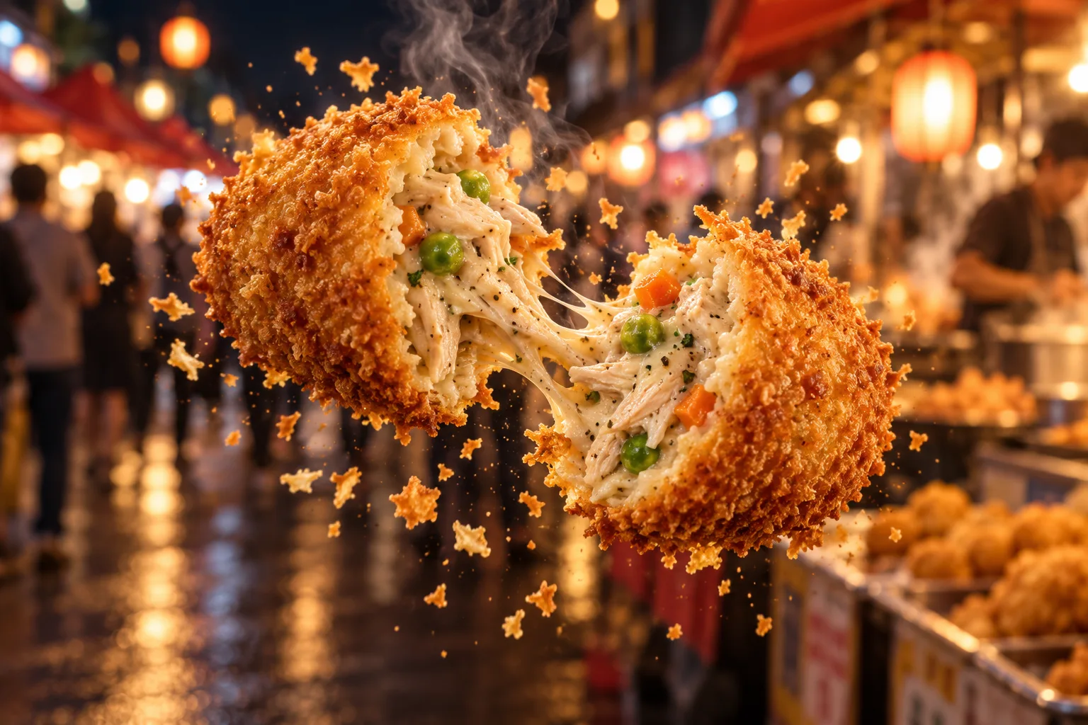 夜市半空炸裂的黄金酥脆小吃