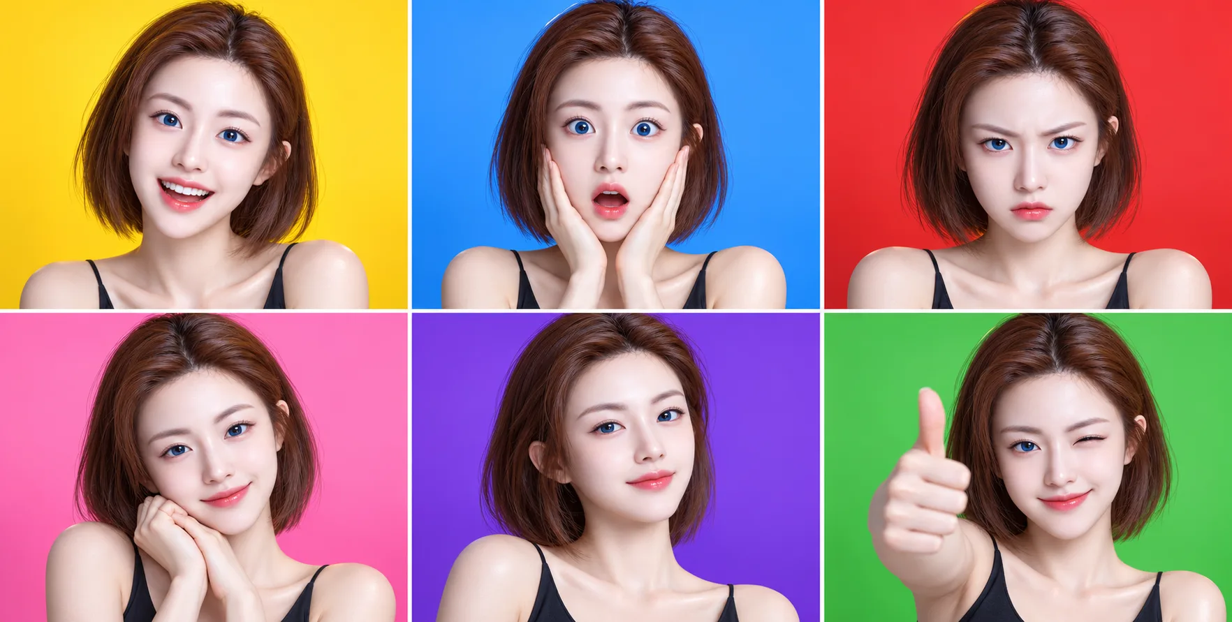 原创3D成人角色六宫格表情展示