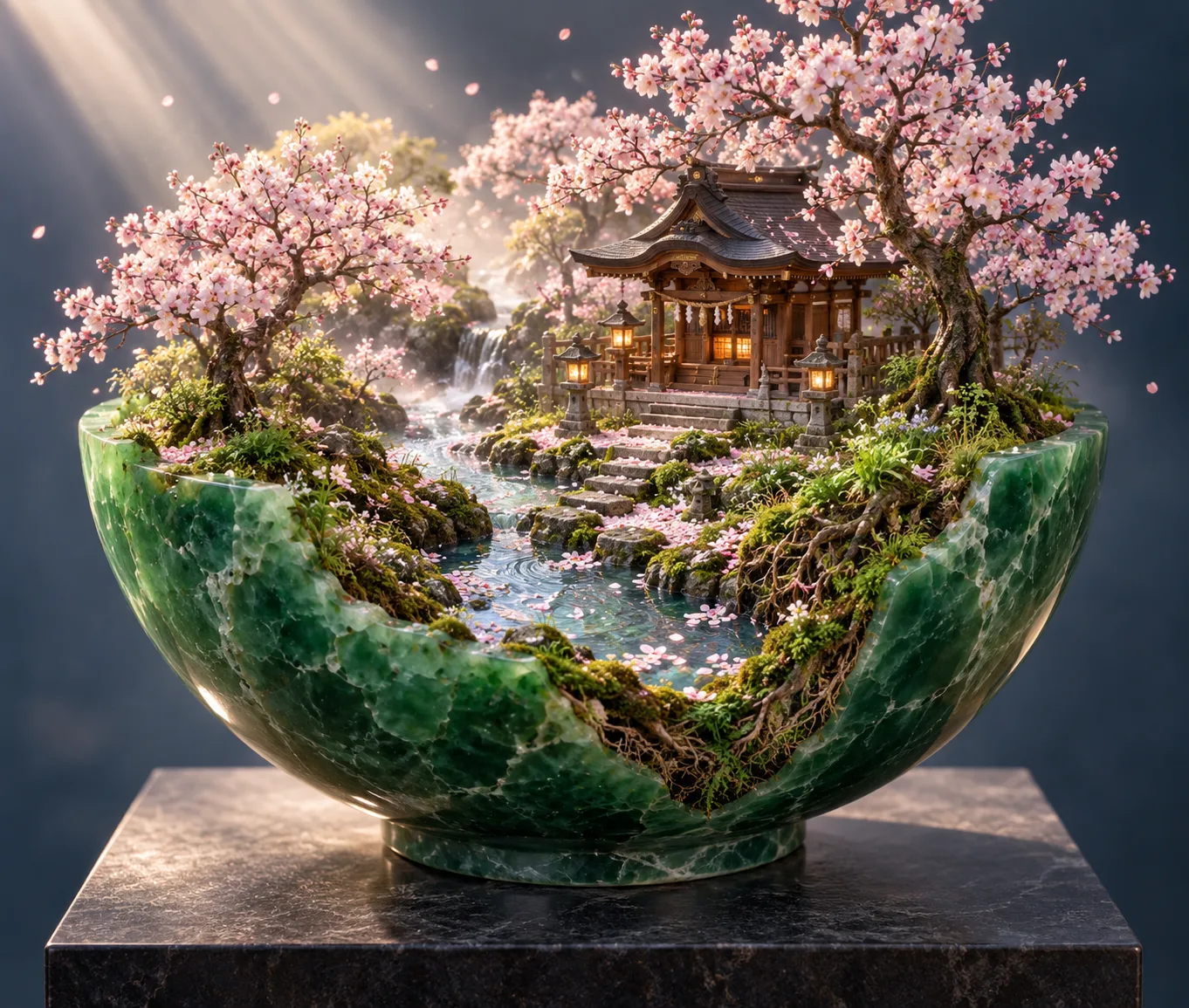 翡翠玉碗神龛微缩生态景观
