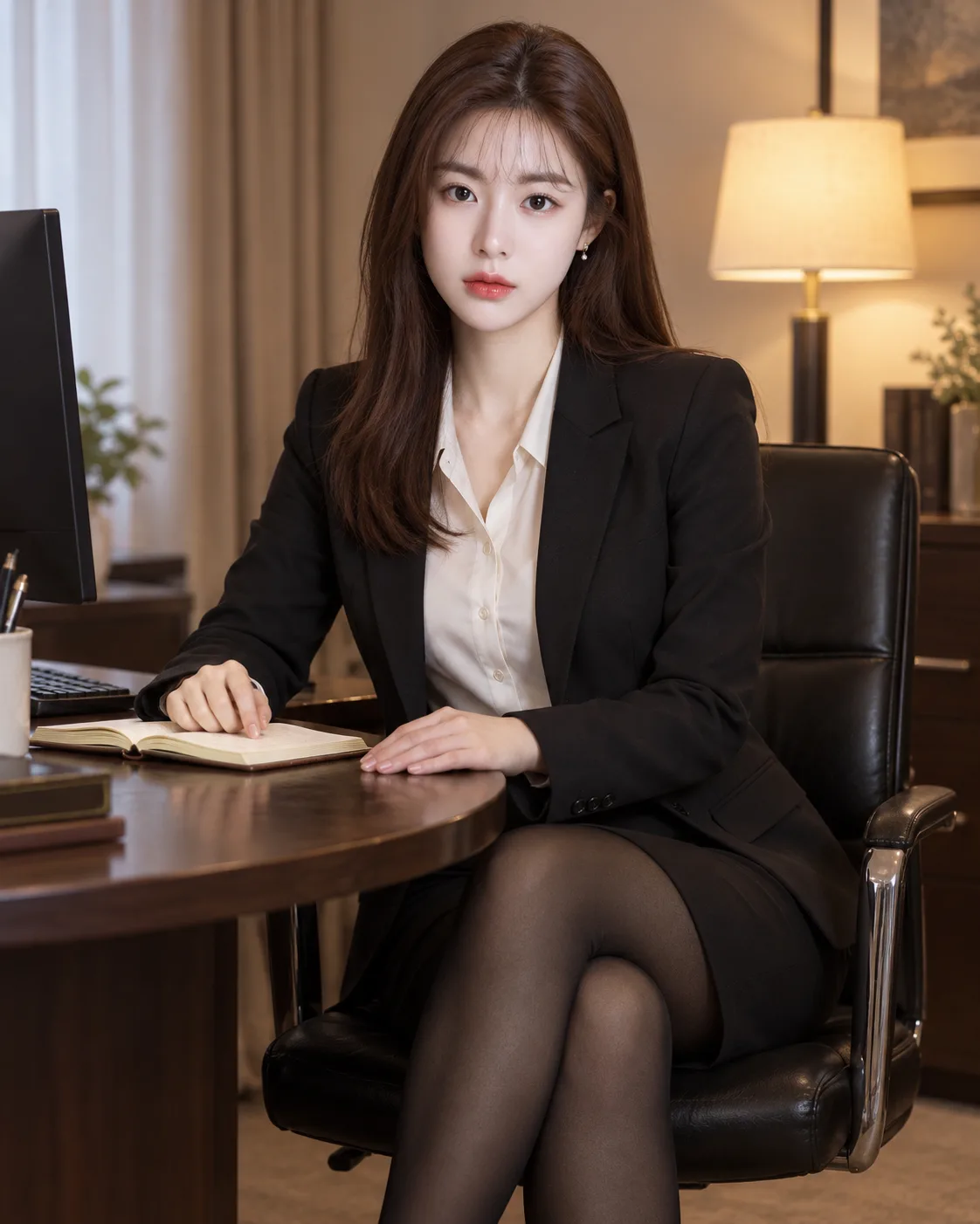 暖灯下的原创成年职场女性