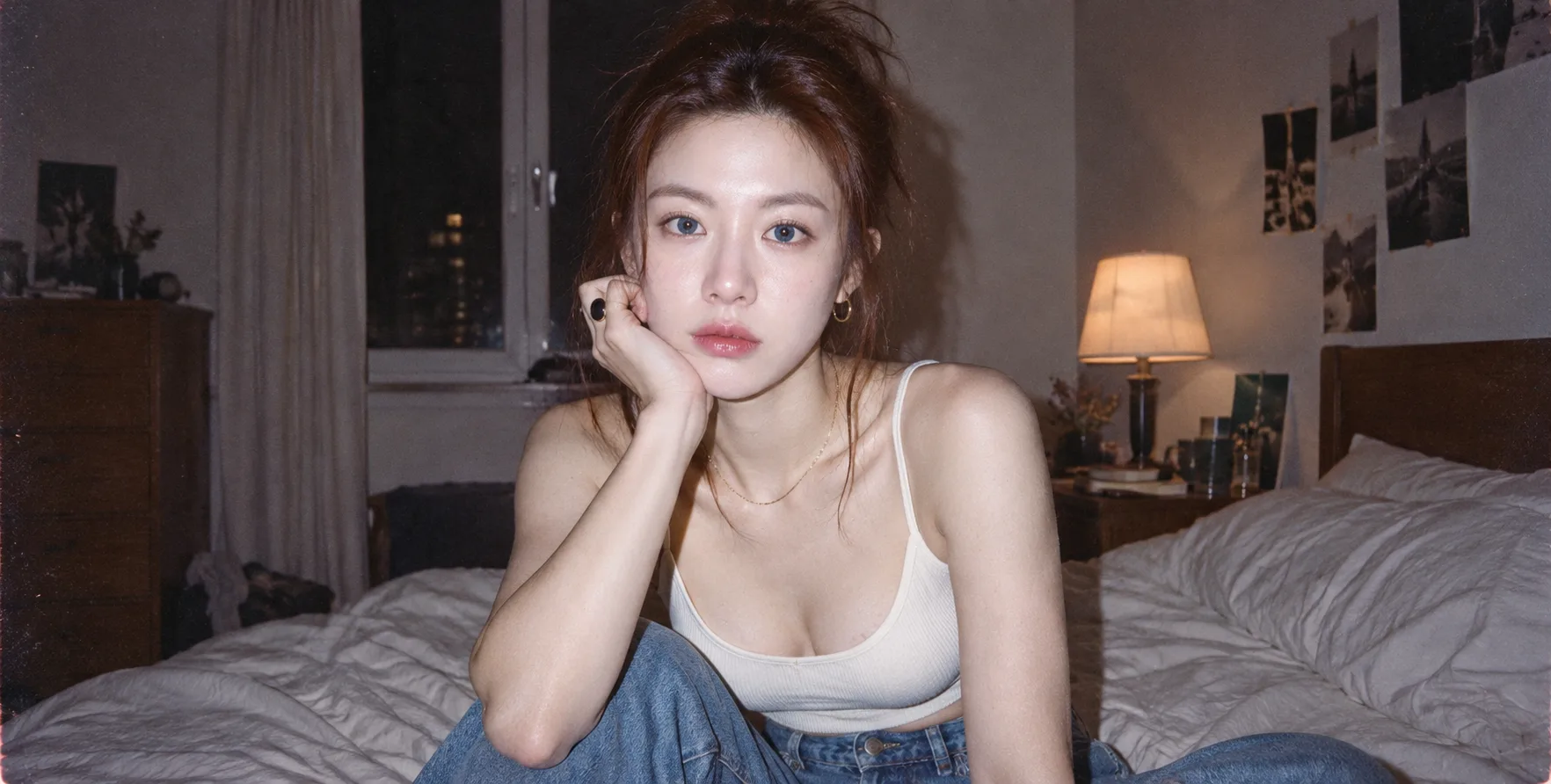 九十年代胶片闪光下的卧室人像