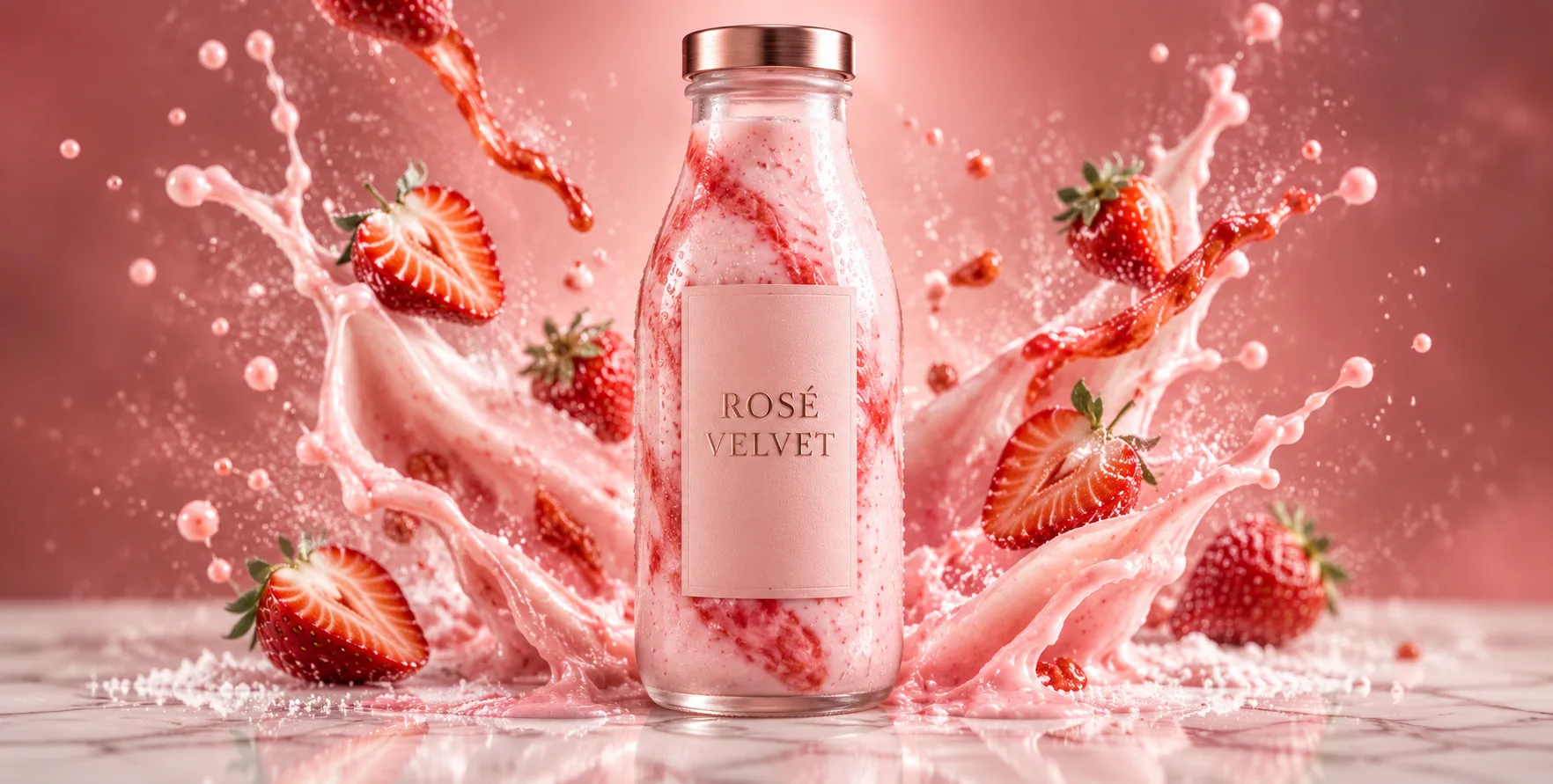 ROSÉ VELVET草莓奶昔的奢华定格广告