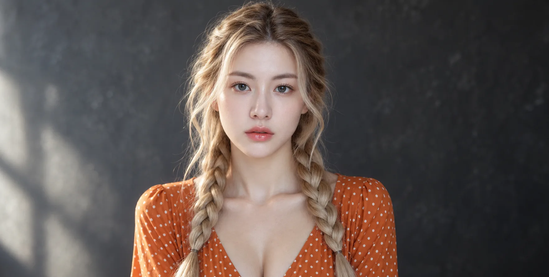 金发双辫成年女性电影感人像