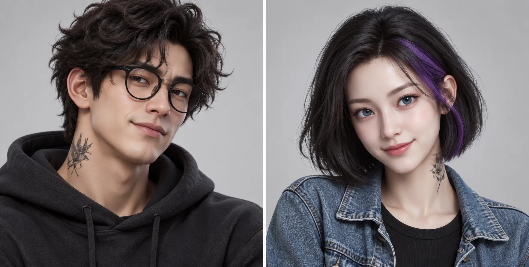 原创3D动画风格双人角色肖像