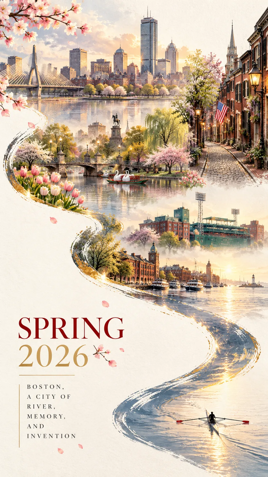 梦幻波士顿春季城市海报