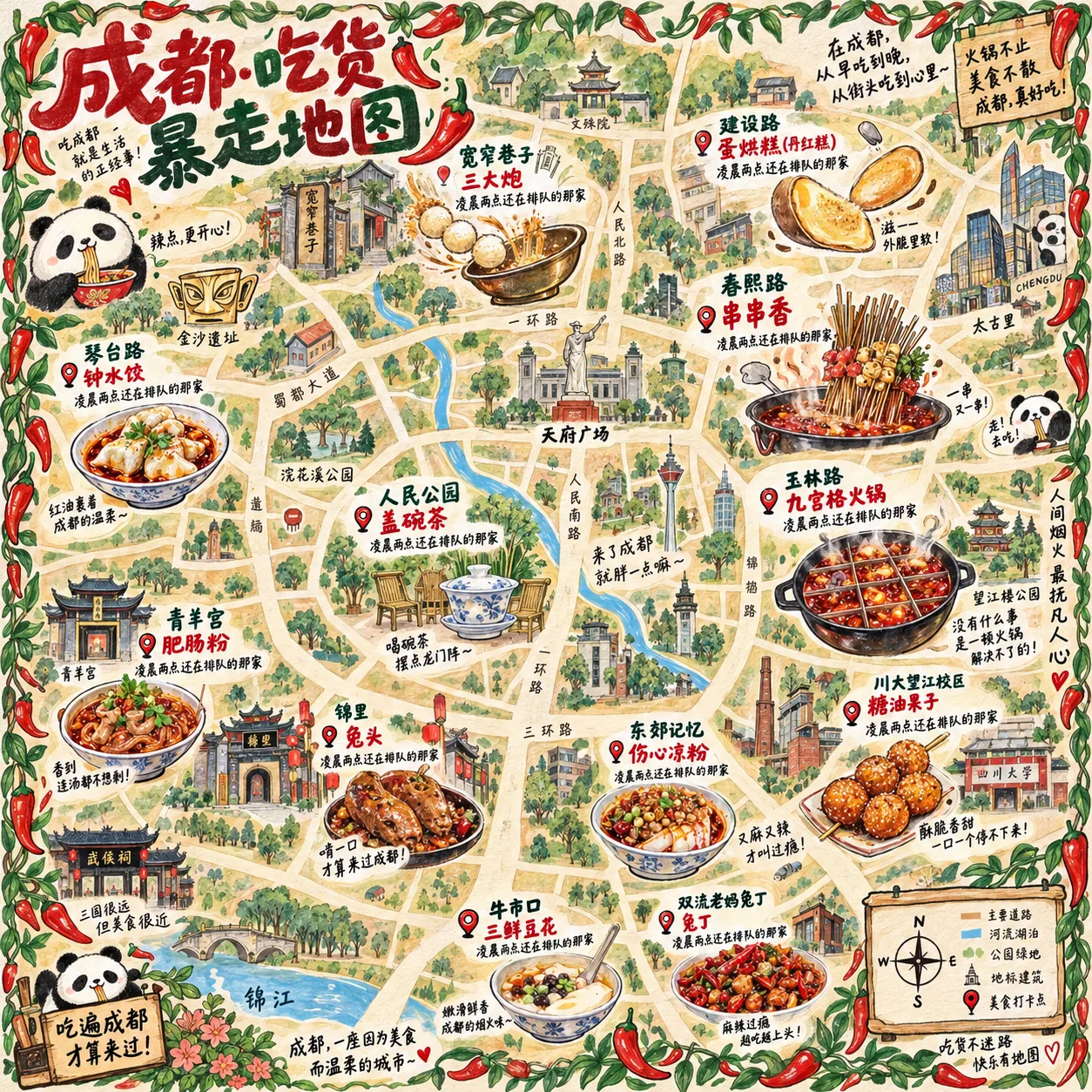 成都吃货暴走手绘美食地图