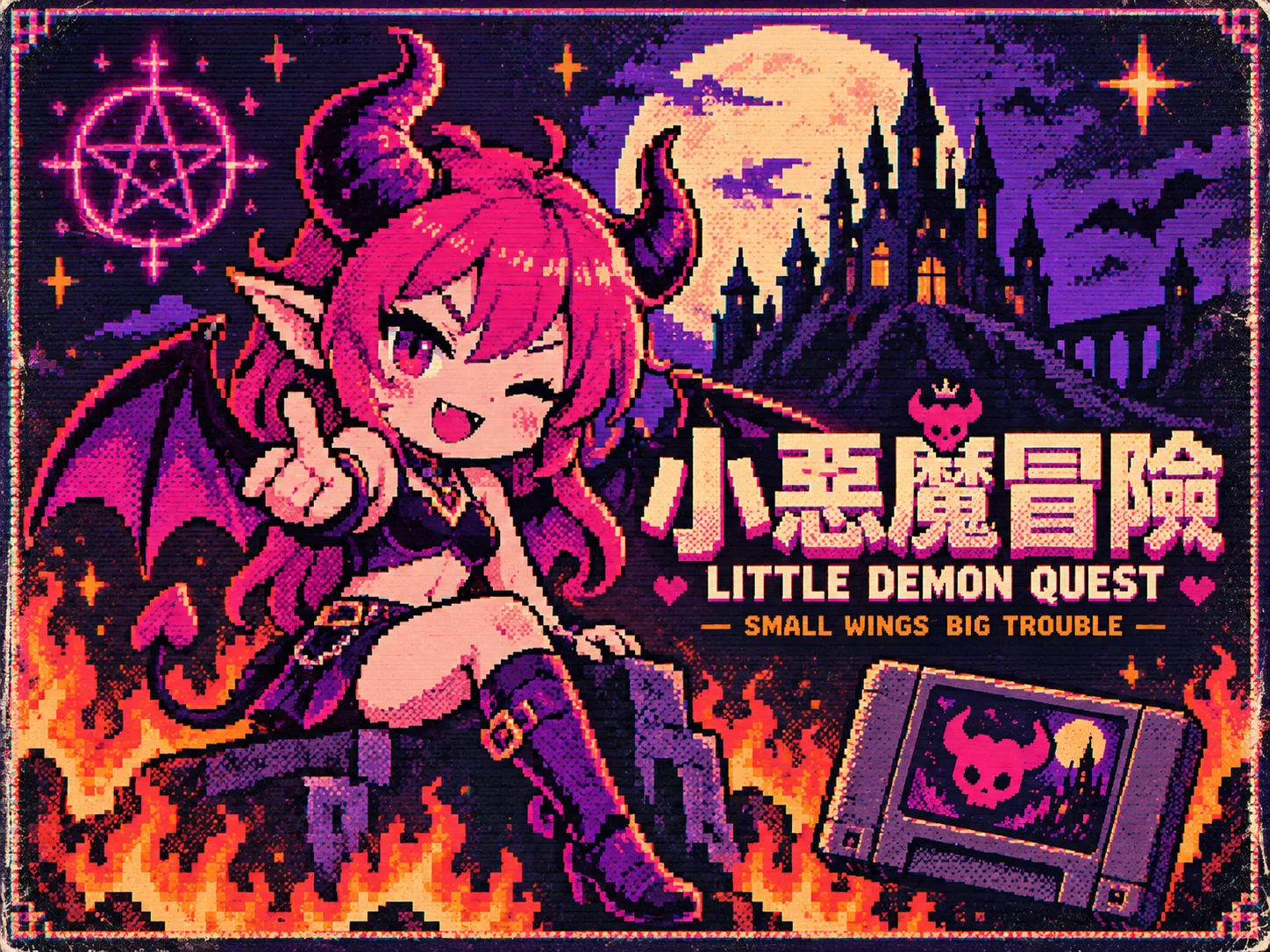 原创小恶魔 16-bit 复古游戏海报