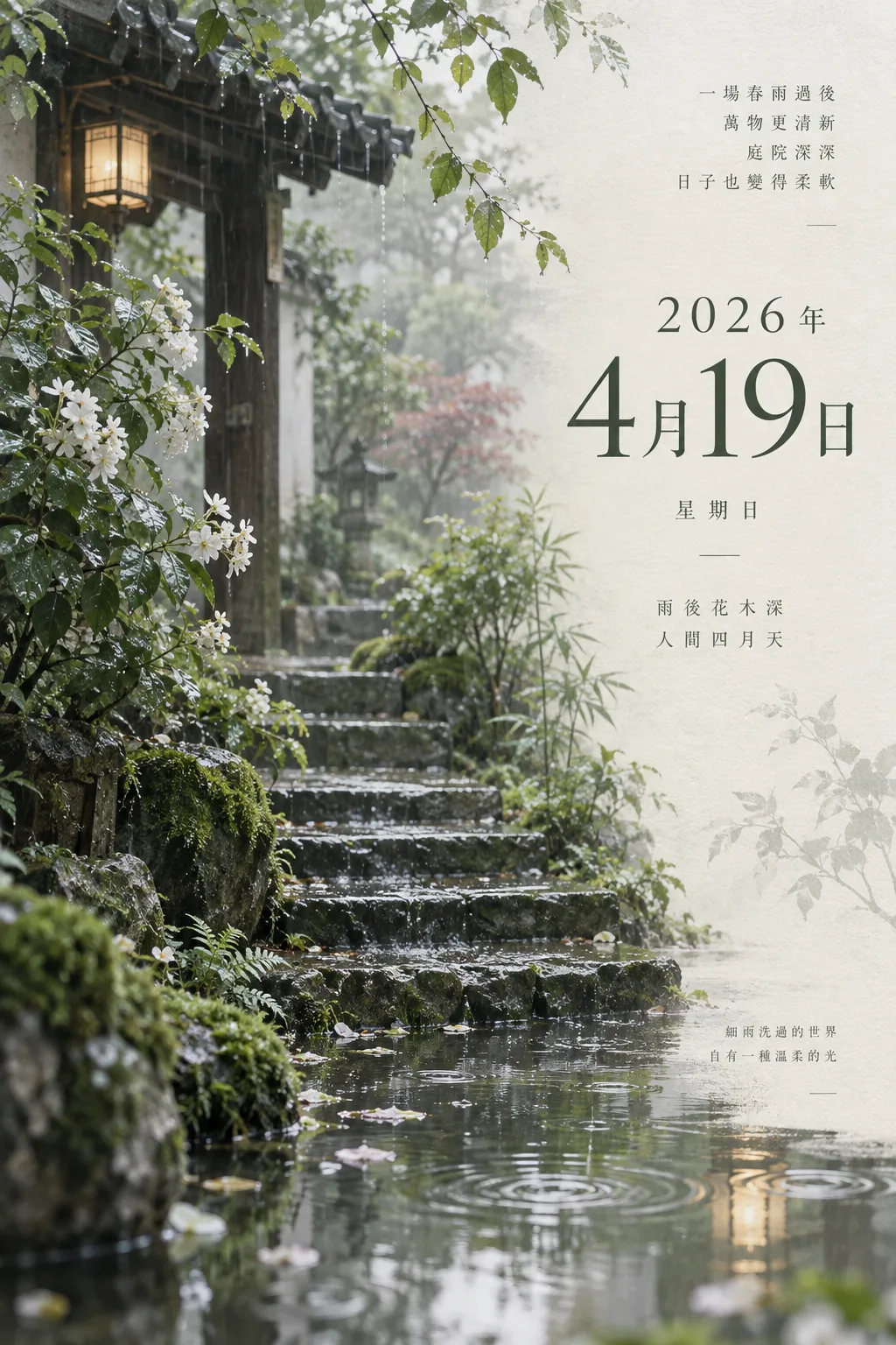 春雨绿意单日历