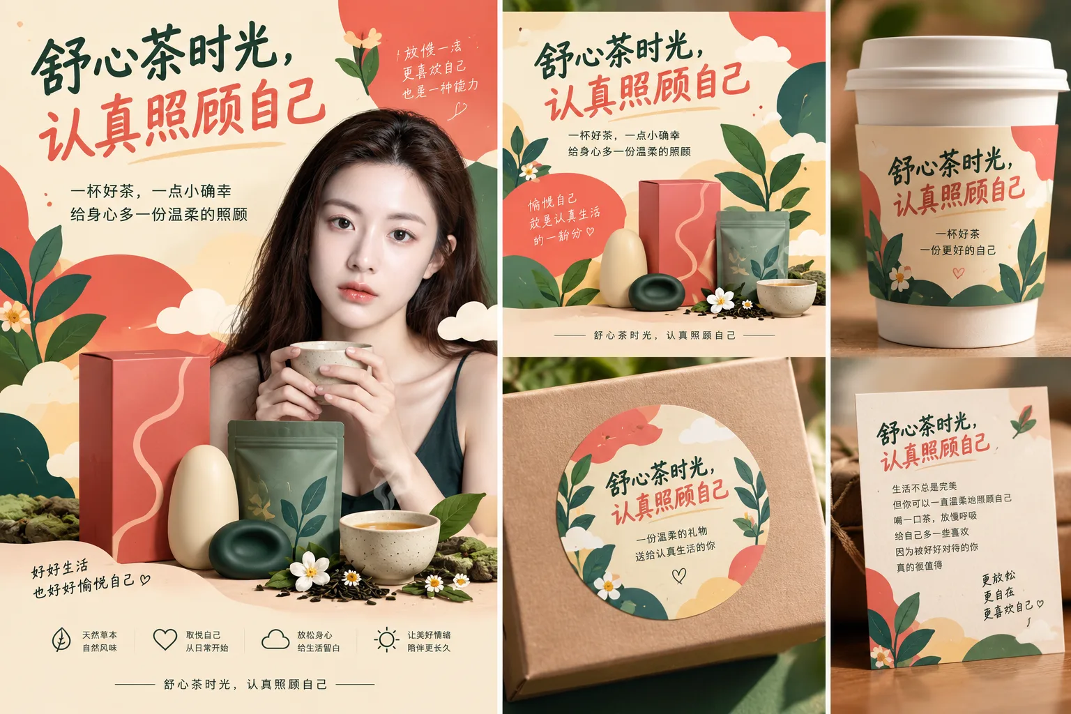 成人健康与花草茶品牌中立联动物料