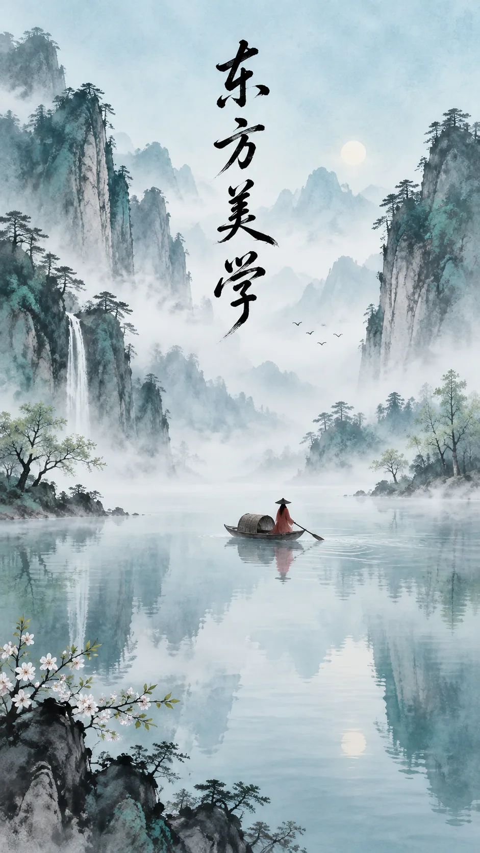春日禅意水墨群山海报