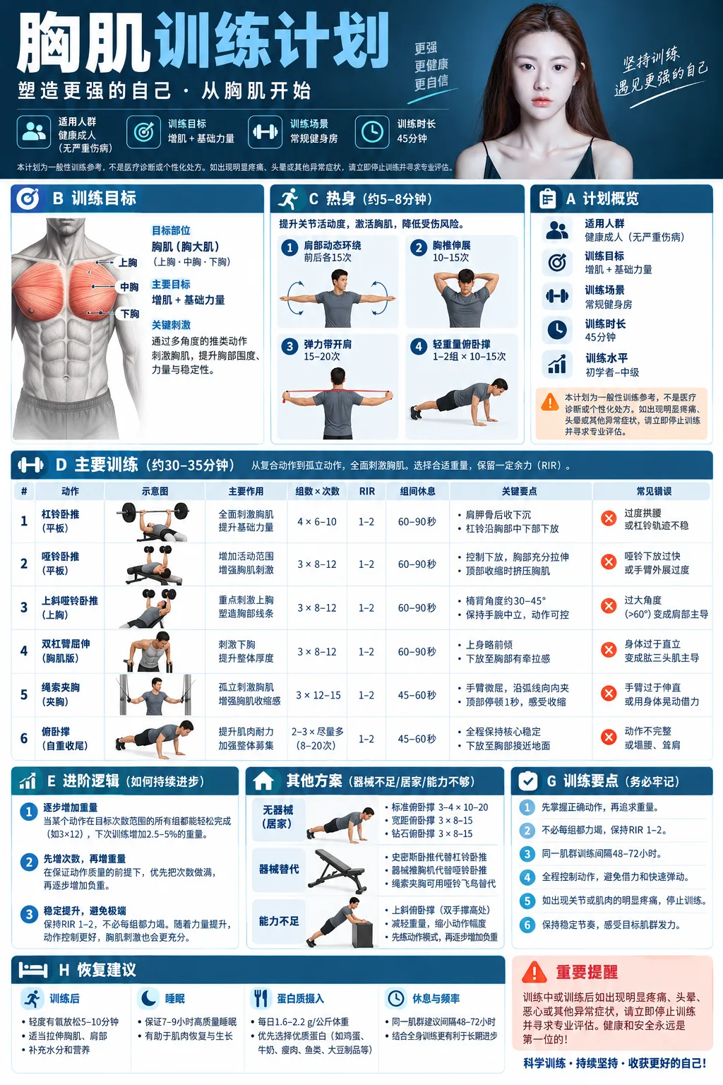 中文健身训练计划信息图模板