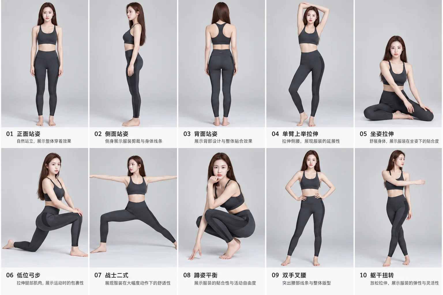 运动瑜伽服模特摆拍姿势指南