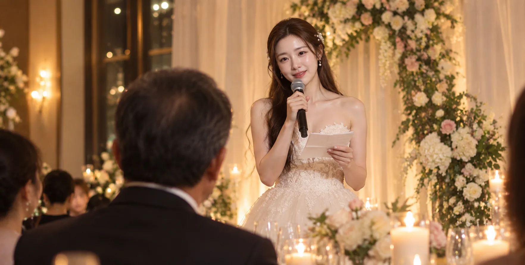 婚礼舞台新娘致辞父亲背影