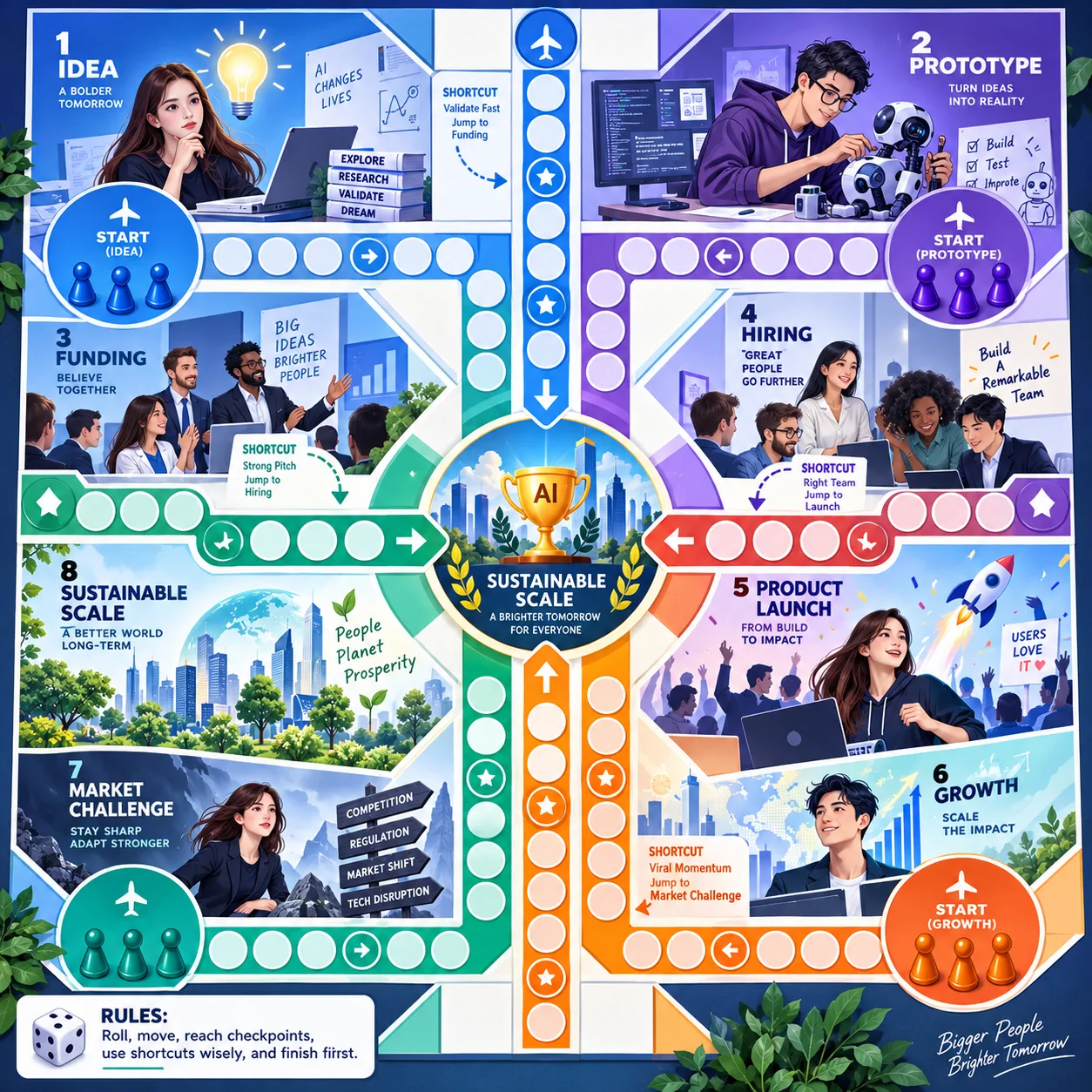硅谷AI创业生命周期飞行棋全览