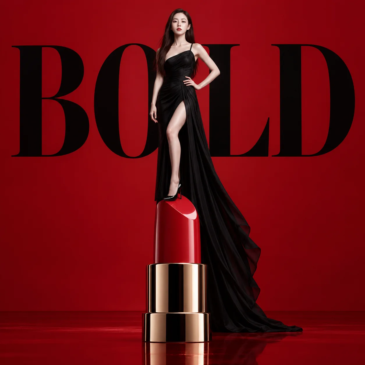 Bold sculptural lipstick beauty campaign
