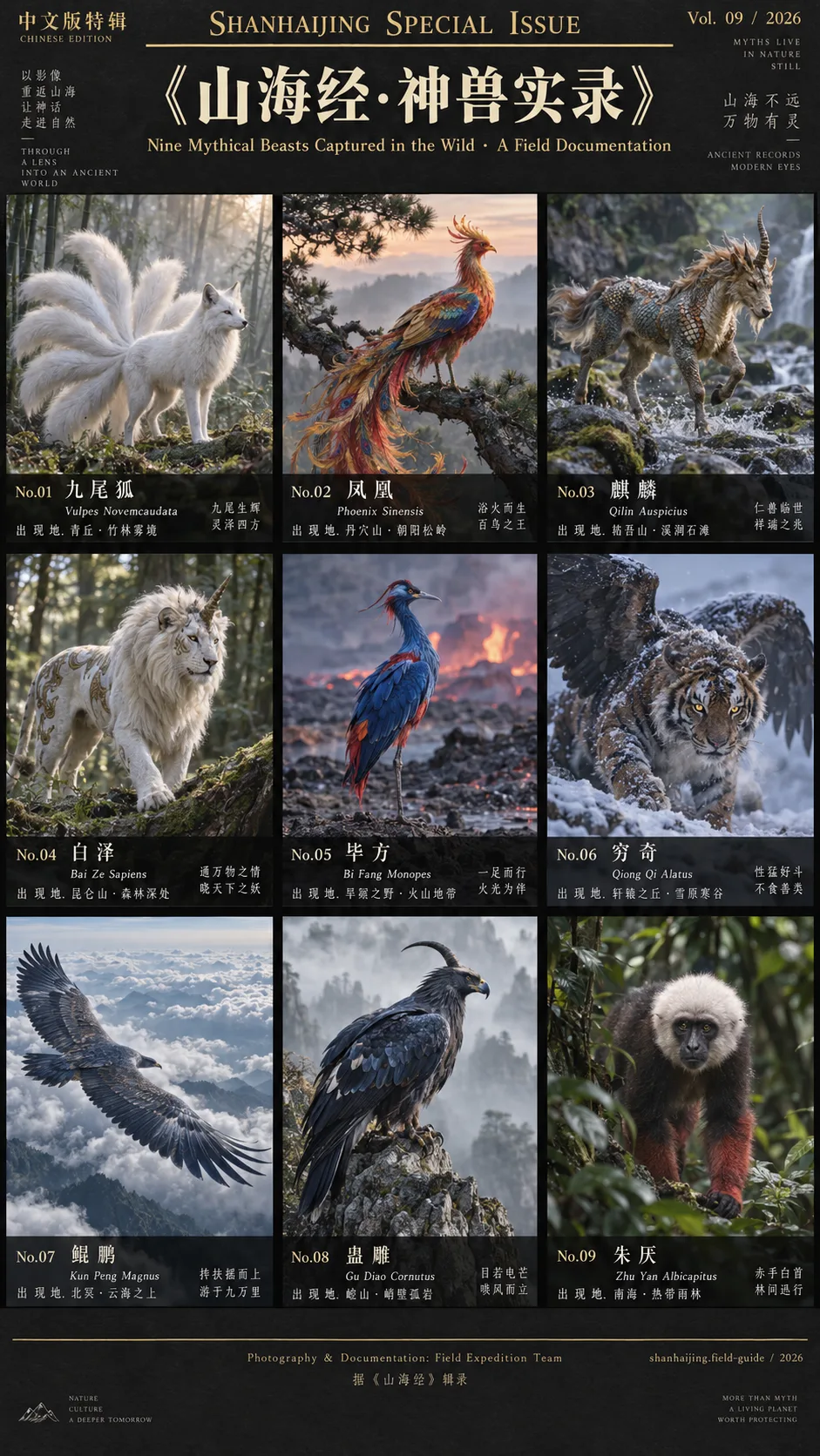 竖版山海经神兽摄影海报