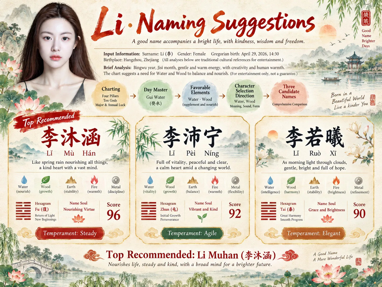 古风命理取名对比海报