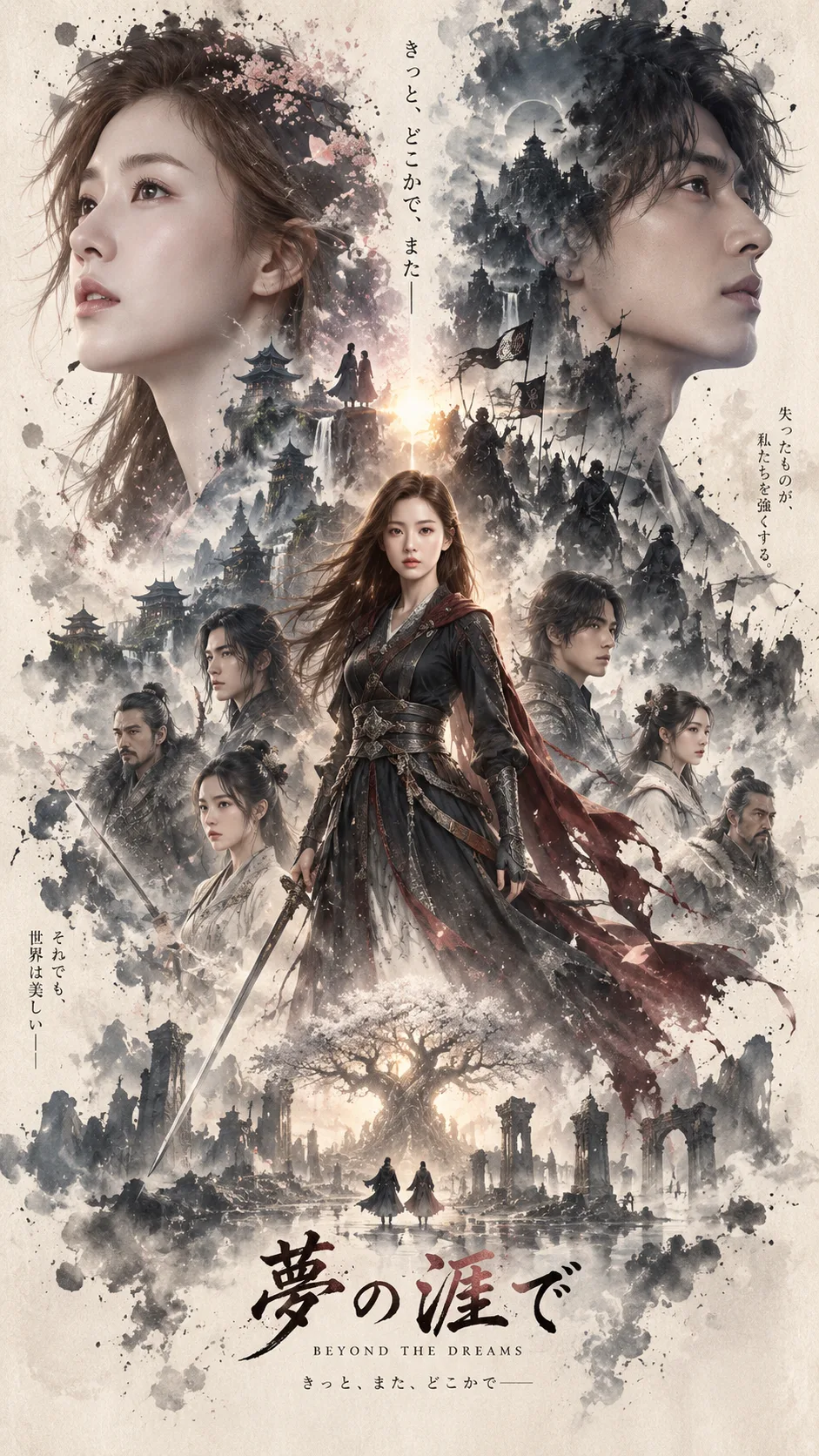 水墨双重曝光动漫海报