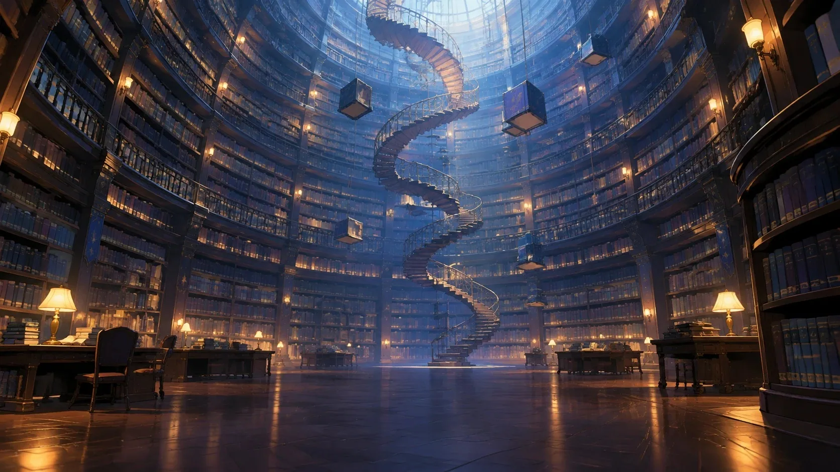 动漫概念原画场景图-无尽图书馆
