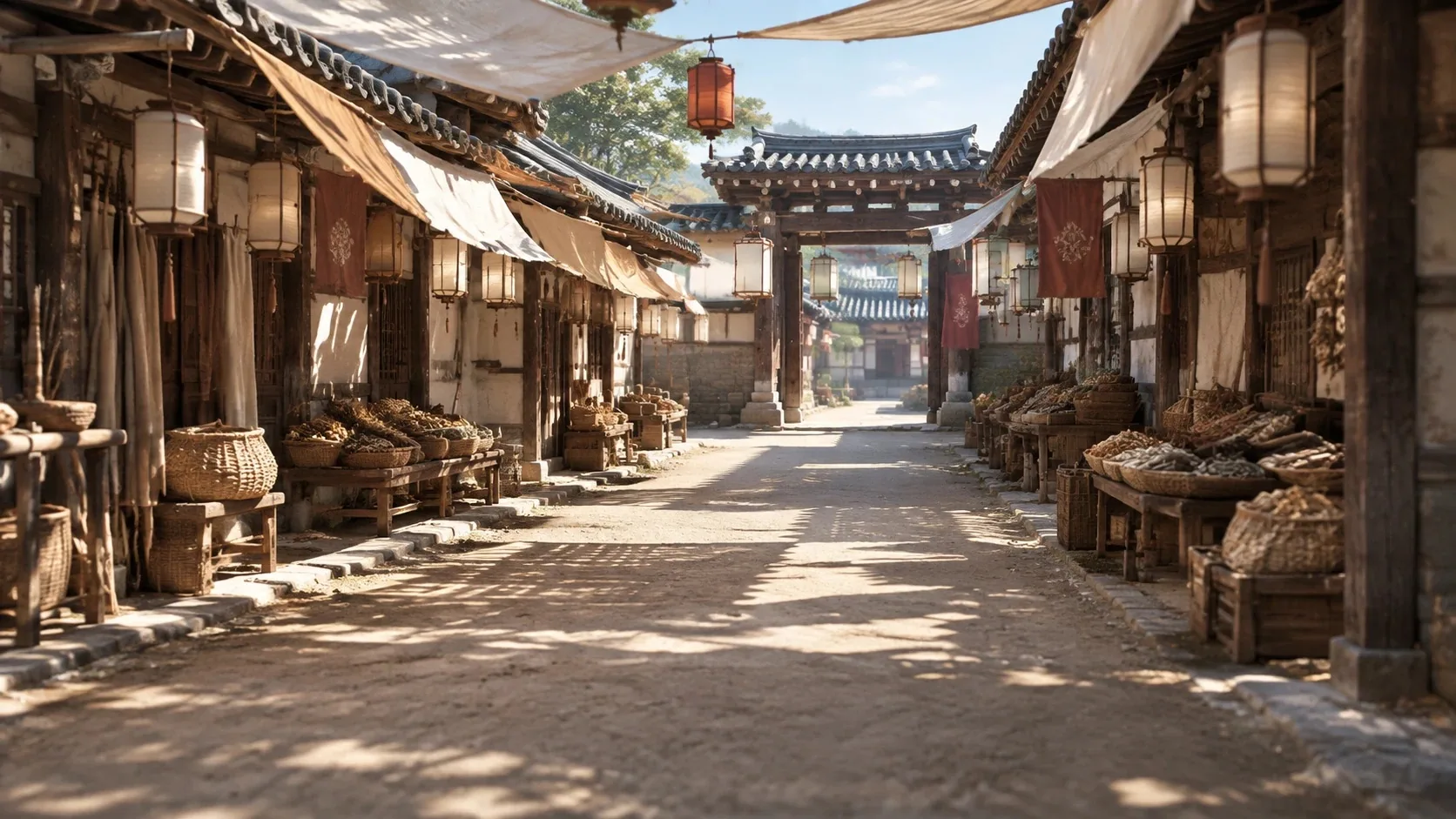 韩式古装场景图-市集巷