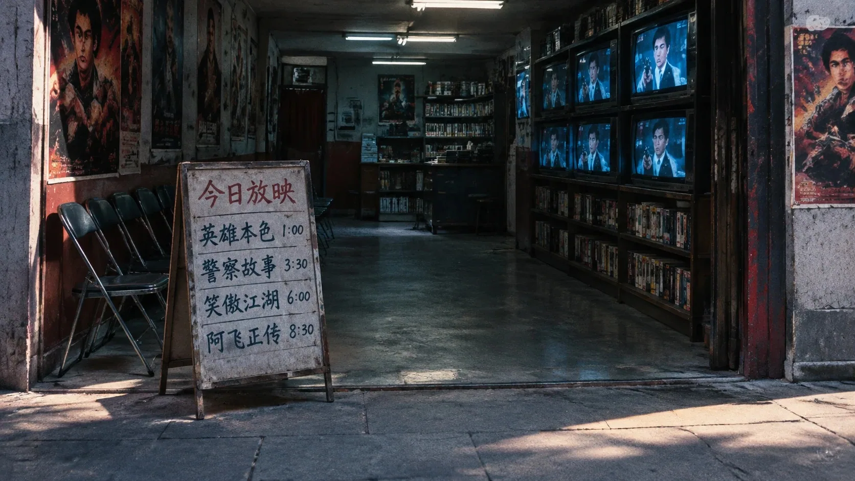 90年代写实电影场景图-街边录像厅