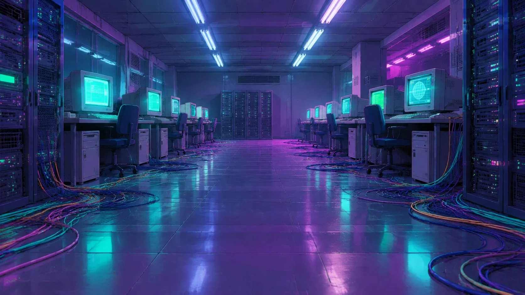 蒸汽波场景图-老电脑机房