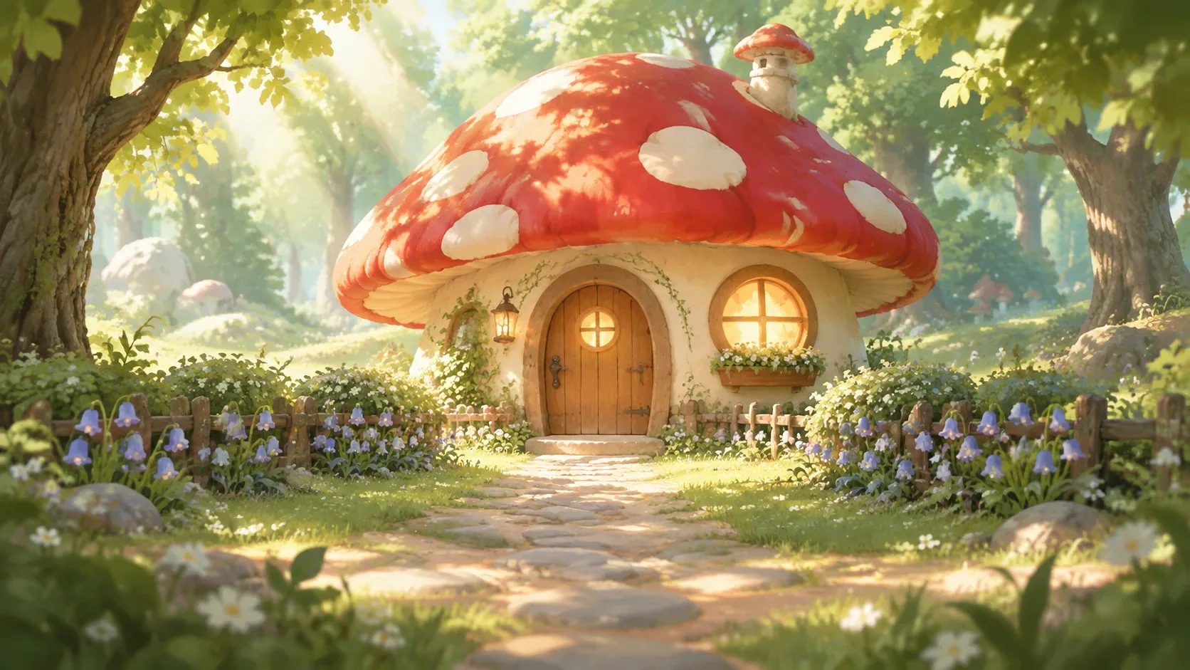 童话绘本场景图-蘑菇小屋